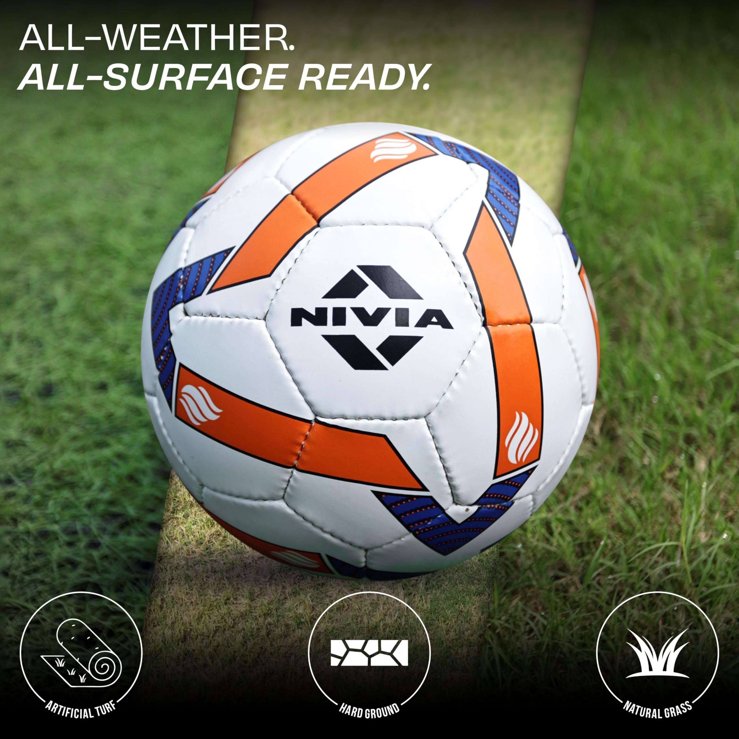 Nivia Shining Star Football, 32 Panel, Rubberized Stitched, to Play on Hard Ground Without Grass, Wet & Grassy Ground, Artificail Turf (Size - 5, Multicolor) 4