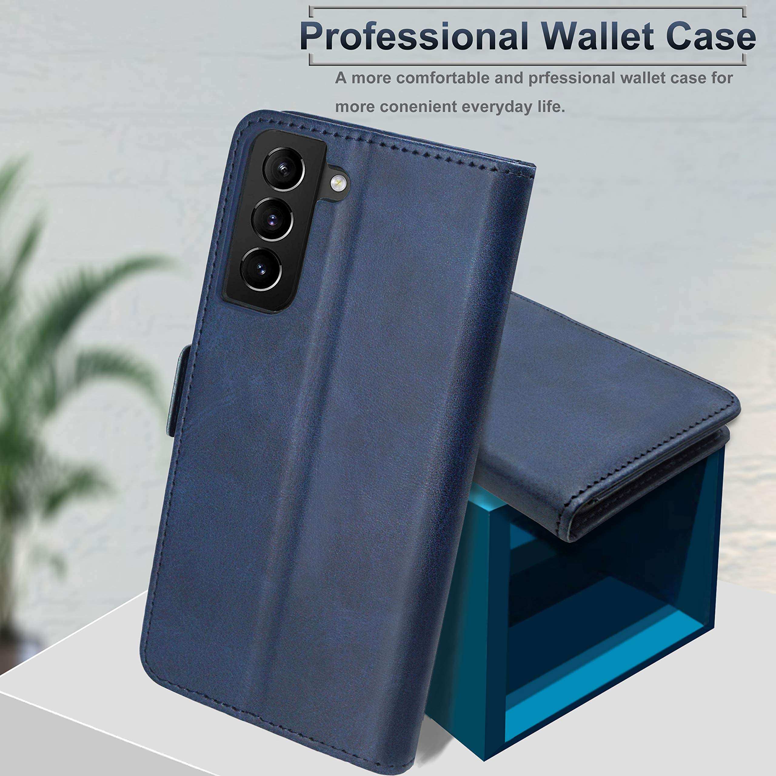 D DESSVON Wallet Case Compatible with Samsung Galaxy S21 Plus, Galaxy S21 Plus Leather Flip Case with Card Holder Kickstand Magnetic Buckle Phone Case Compatible for Samsung Galaxy S21 Plus 5G Blue 5