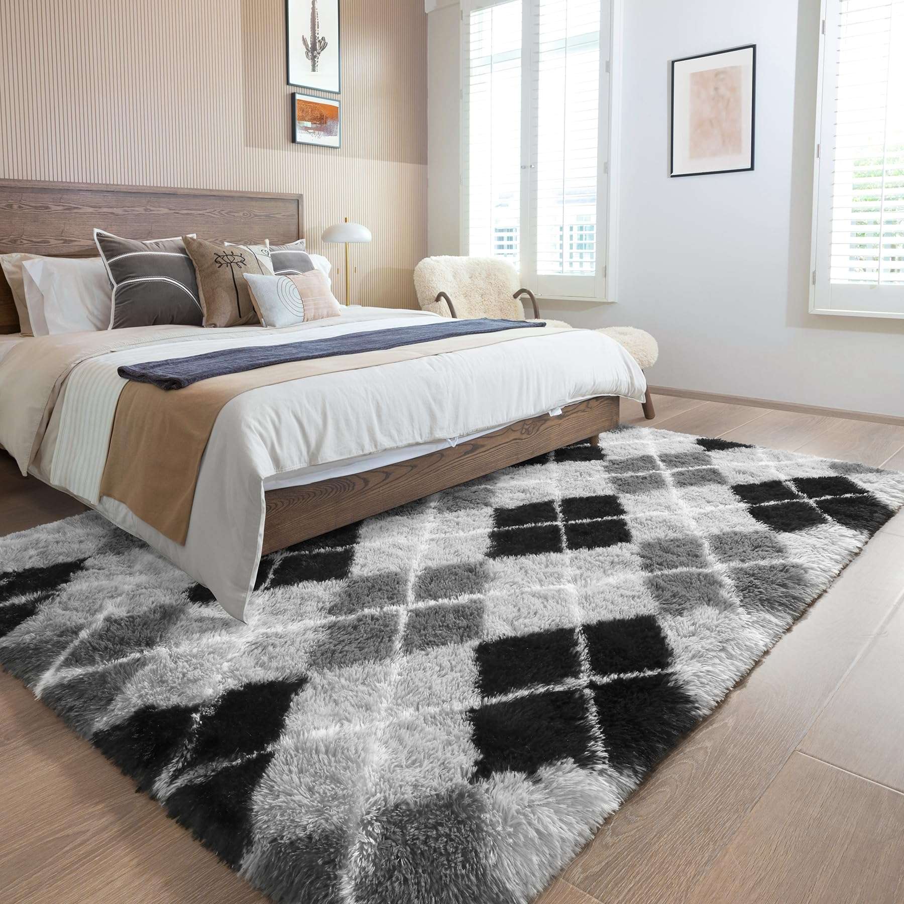 Chicrug Cute Rainbow Area Rugs for Girls Bedroom, 5x8 Feet Fluffy Kids Rug for Room Decor, Shag Soft Dorm Bedside Playroom Carpet for Baby Nursery Room 2