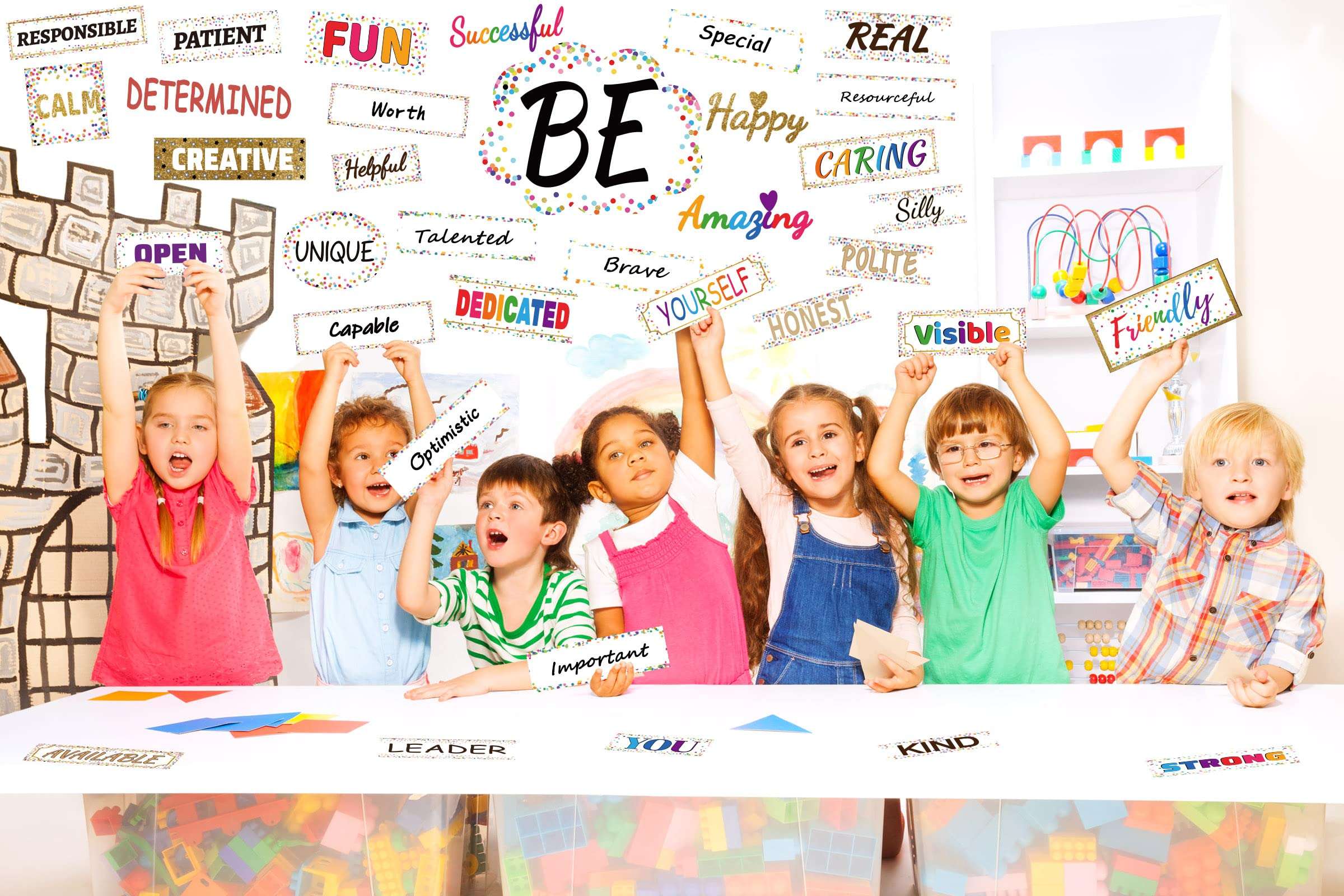 Back to School Confetti Classroom Decor Motivational Bulletin Board Set Decorations Positive Inspirational Quotes Paper Cutouts for Classroom School Office Home Door Wall Art Decoration 6