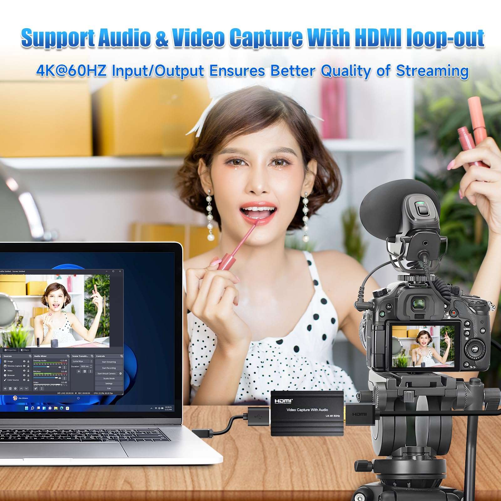 ORIVISION 4K60 HDMI Capture Card for Streaming,4K HDR10 Passthrough,4K Cam Link for Recording,Type C USB Audio Video Game Capture Card Device for Nintendo Switch/PS4/5/Xbox,Windows/MacOS/OBS/VLC/Vmix 5