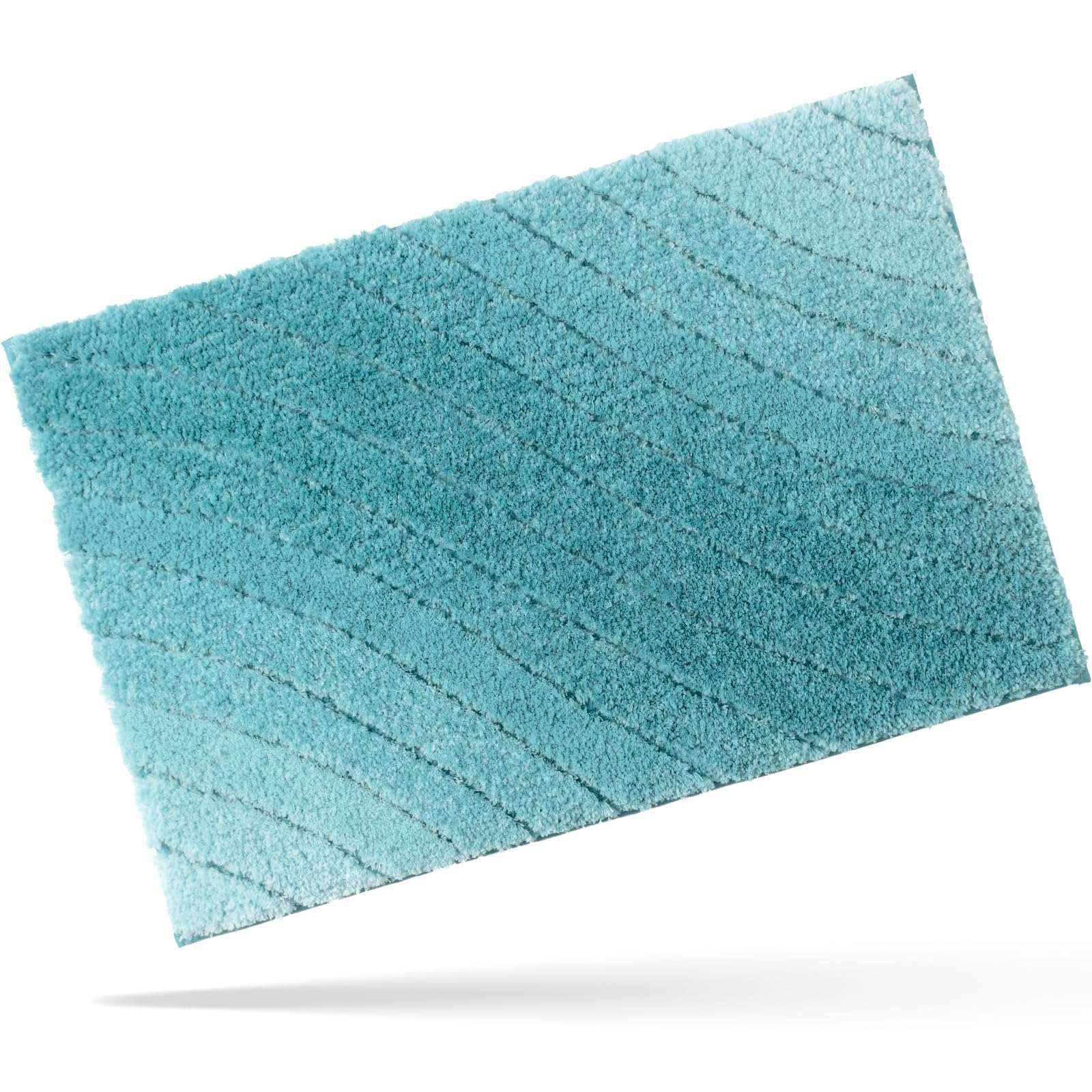 DEXDE Luxury Plush Fluffy Microfiber Bath Rugs, Soft Absorbent Non-Slip Bath Mats, Extra Large (24x47) Teal 1