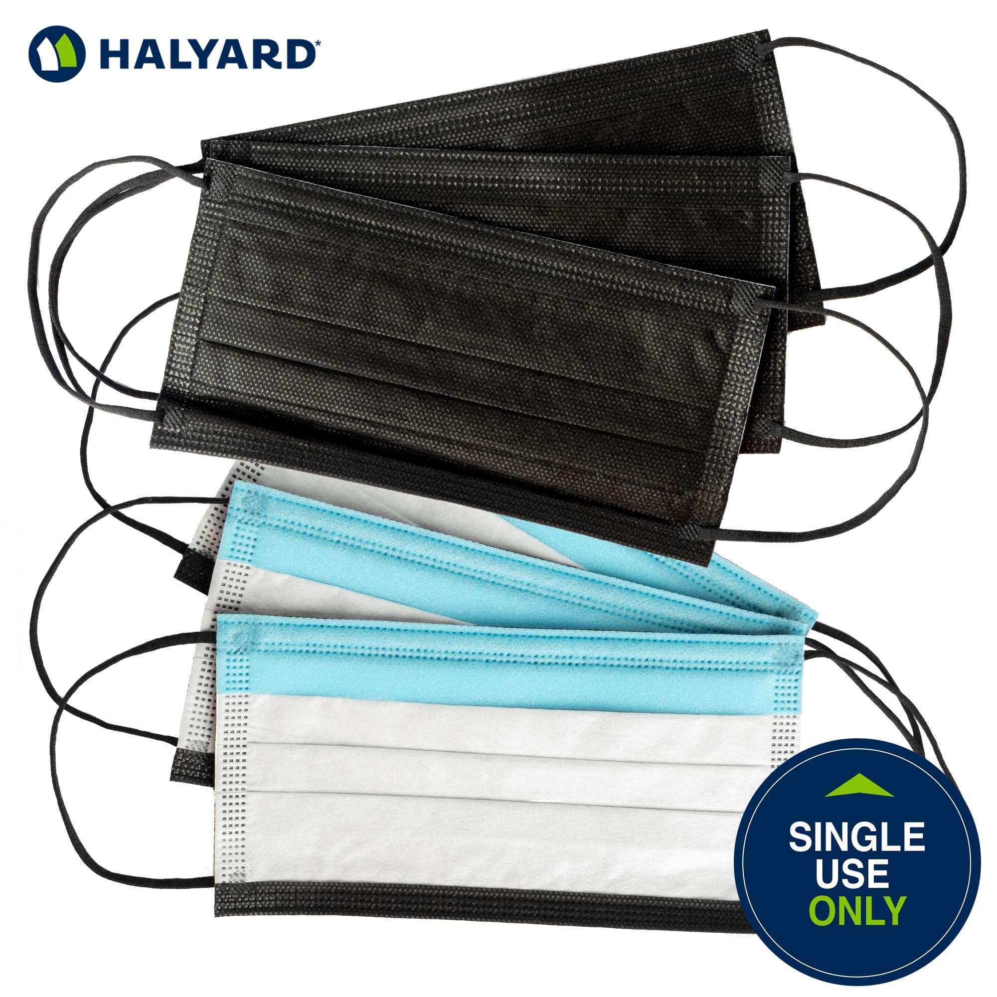 HALYARD Disposable Face Mask with Earloops, Fog-Free, Pleat Style, ASTM LEVEL 3 Procedure Mask, Healthcare, Medical, Dental – Black 49514 Bag of 50 4