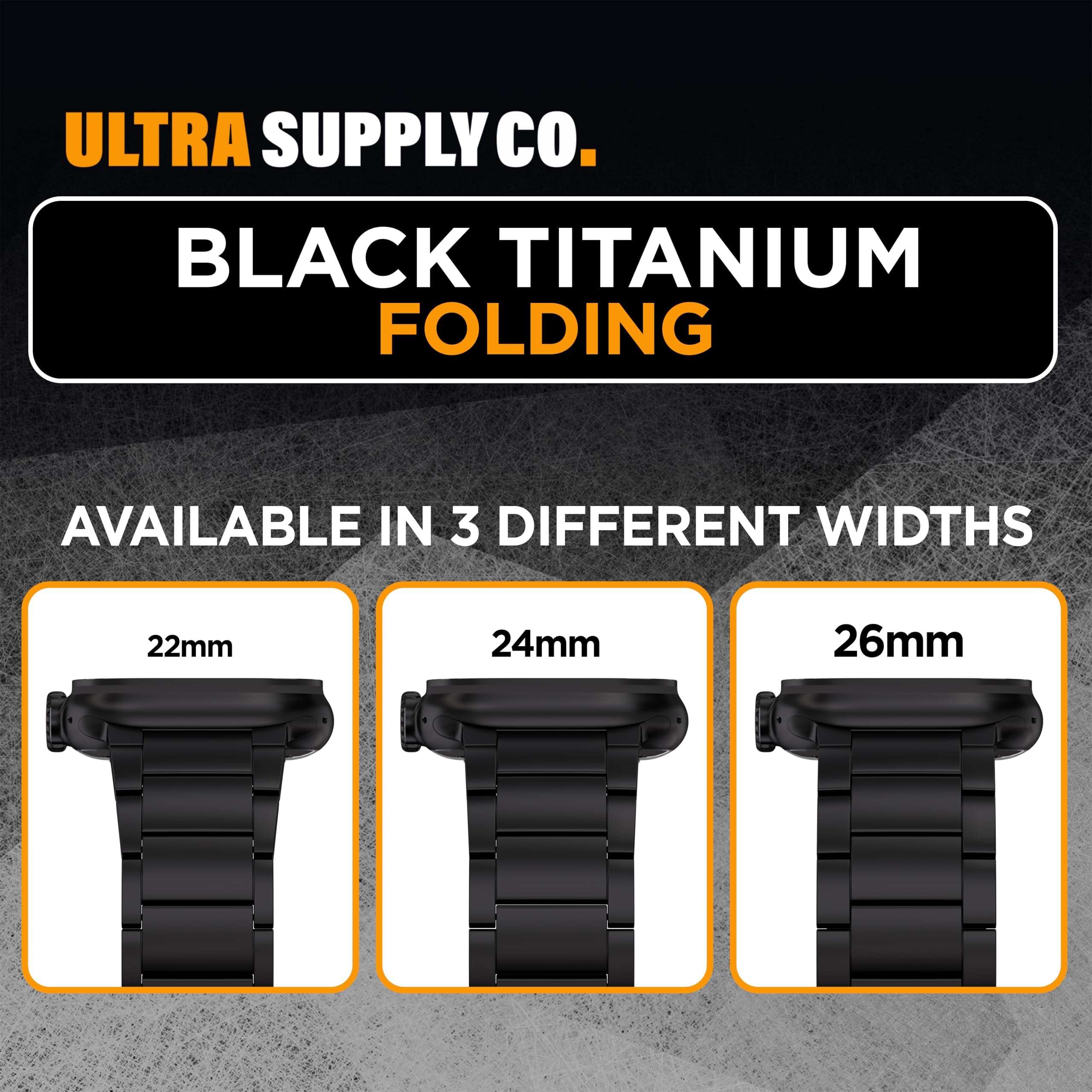 Ultra Supply Co. Titanium Apple Watch Ultra Band - Premium Titanium Watch Band 49mm - DLC Coating - Foldover Clasp - Adjustable Metal Bands for Apple Watch Ultra 3, 2, 1-26mm Wide, Black Titanium 4