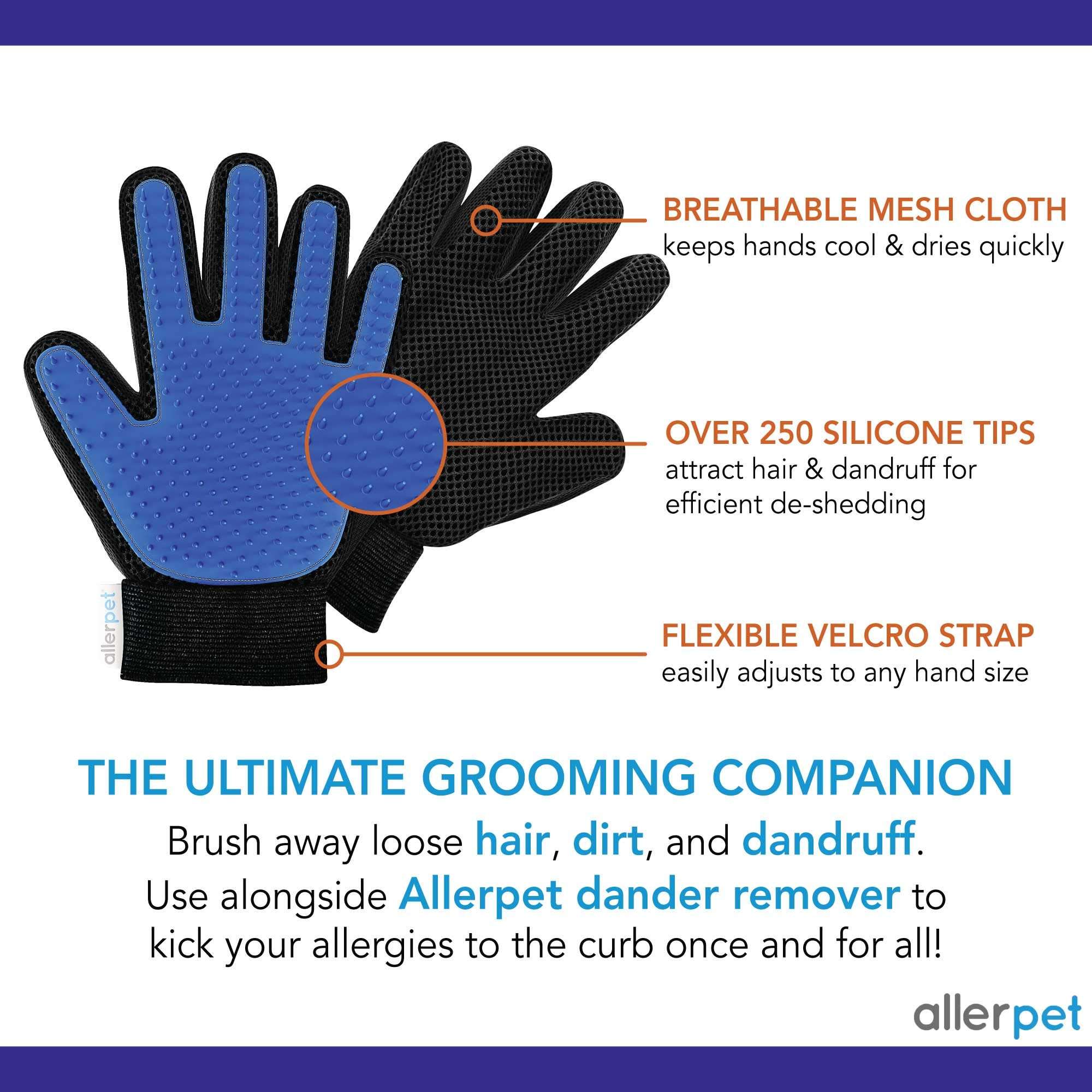 Allerpet Dog Dander Remover w/Free Pair of Grooming Gloves - Best Pet Dander Remover for Allergens - for Canine Dry Skin Treatment - Good for Fur & Skin - (12oz) 4