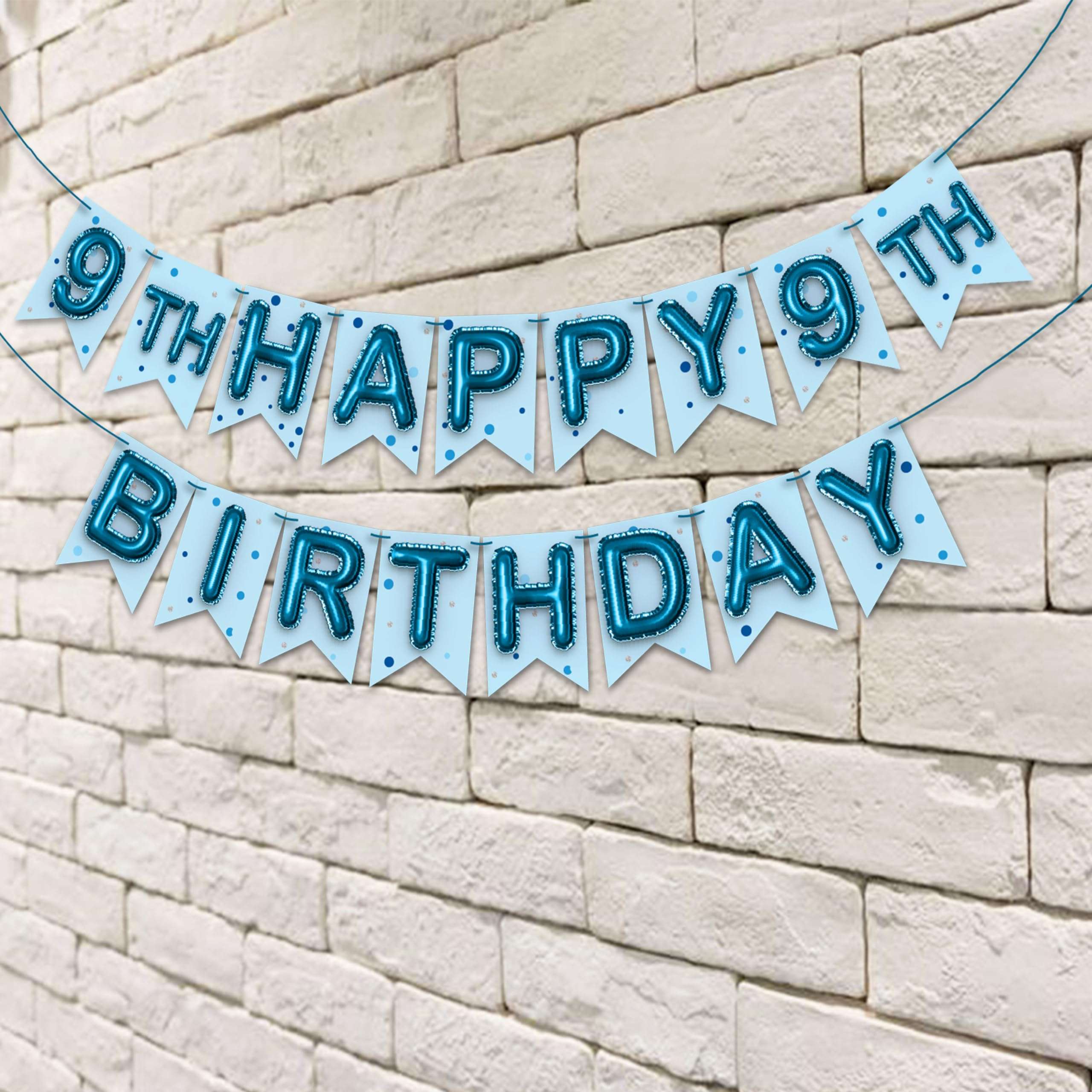 Wobbox 9th Happy Birthday Banner, 9th Happy Birthday Decoration Items (Blue) (FP4544) 5