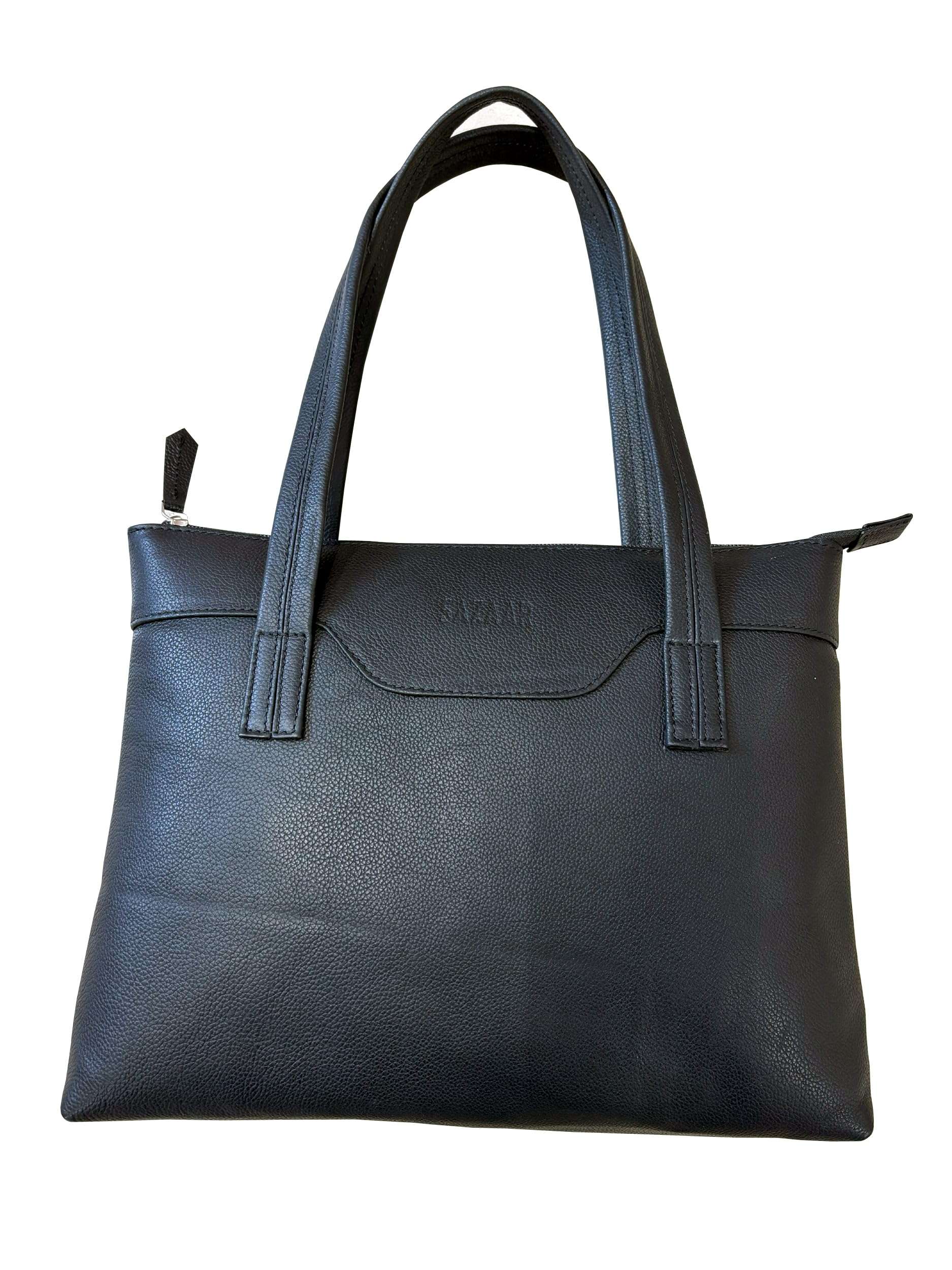 Genuine Leather Satchel Top-Handle Handbags for Women Ladies Bag Black 1