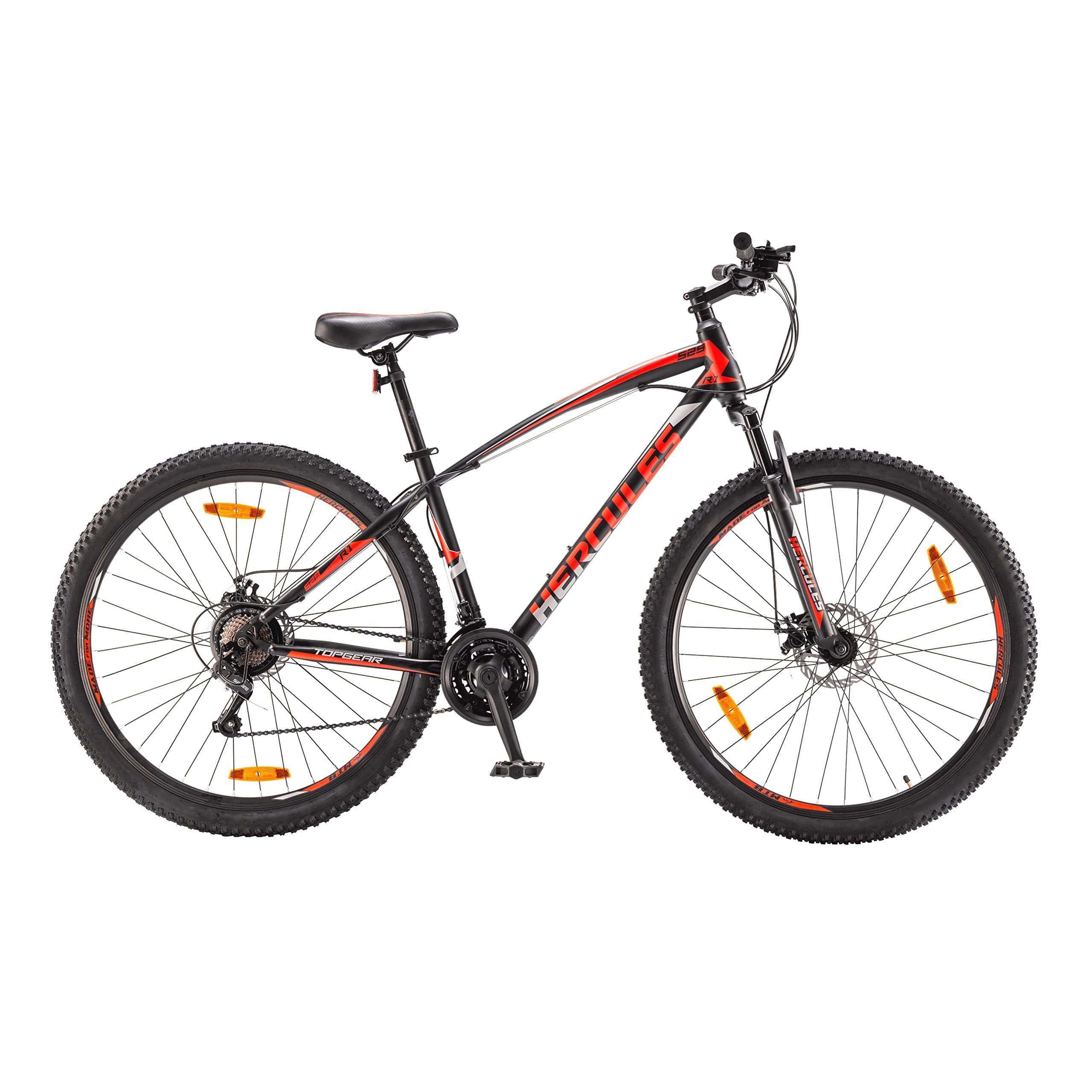 Hercules TOP GEAR-S29 R1 Mountain Cycle with Shimano Gears| Speed Bike with Front Suspension, Dual Disc Brake Bicycle for Men Mountain Bike | Ideal for 15+ Years, Unisex, Frame : 17 inch | Matte Black 1