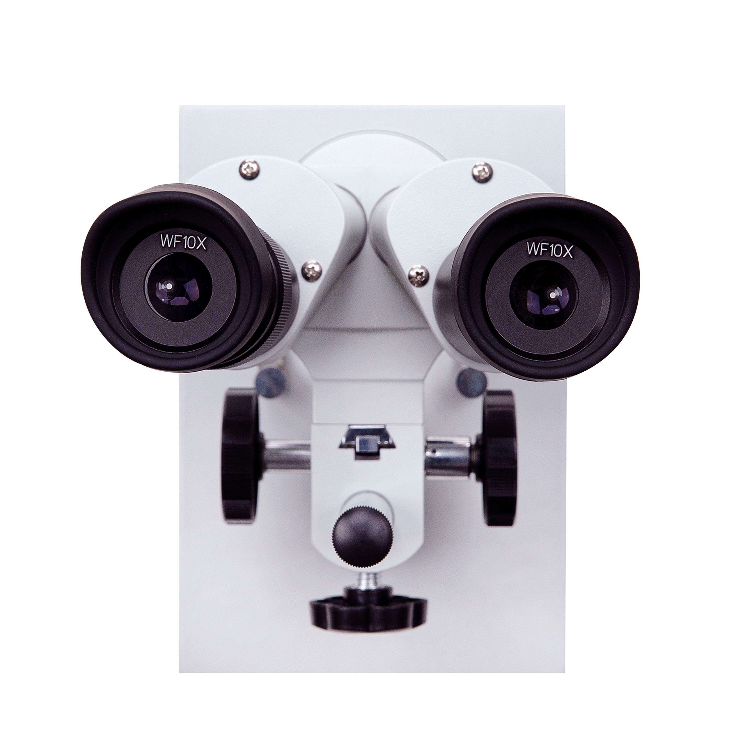 AmScope SE104-P Portable Binocular Stereo Microscope, WF10X Eyepieces, 20X Magnification, 2X Objective, Ambient Lighting, Reversible Black/White Stage Plate, Pillar Stand 6