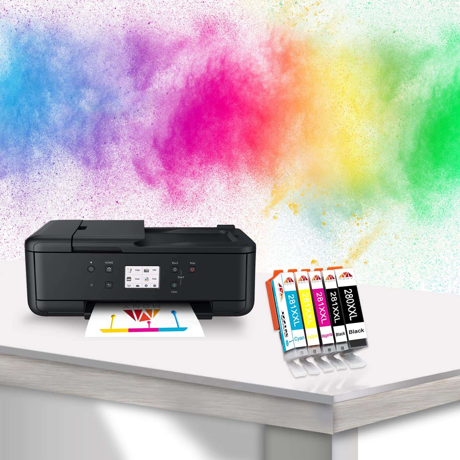 MONY Compatible Ink Cartridges Replacement for Canon PGI-280XXL,CLI281XXL 280 281 XXL Used in Canon Pixma TR7520 TR8520 TS6120 TS6220 TS6320 TS8120 TS9520 TR8500 TS702 TS8210 Printers (5 Packs) 2