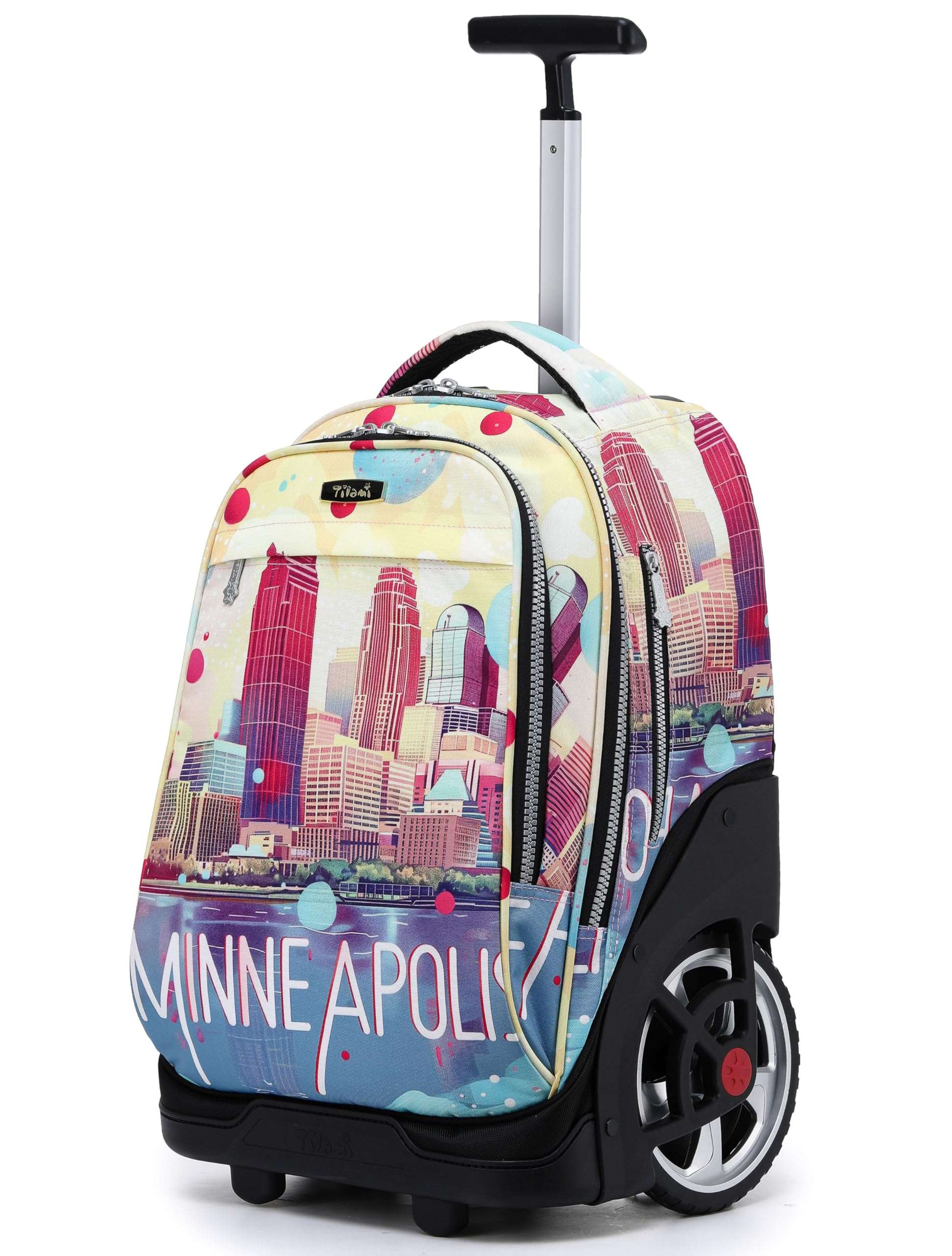 NEW TILAMI Rolling Backpack 19 inch Teens Rolling Backpack Cute Wheeled Computer Laptop Backpack Bookbag Roller Travel Bag College, City (No USB interface) 1