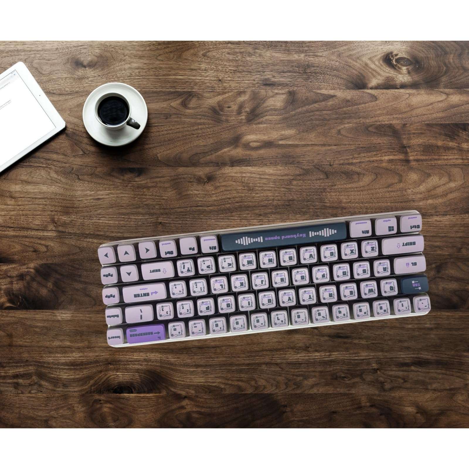 Qeefairary Purple Pudding Keycaps, Dye Sub PBT Keycaps,Custom Keycaps for Mechanical Gaming Keyboard,Shine Through Keycaps,Compatiability for 100%, 95%,80%,75%, 65%, 60% (Techno Purple) 6