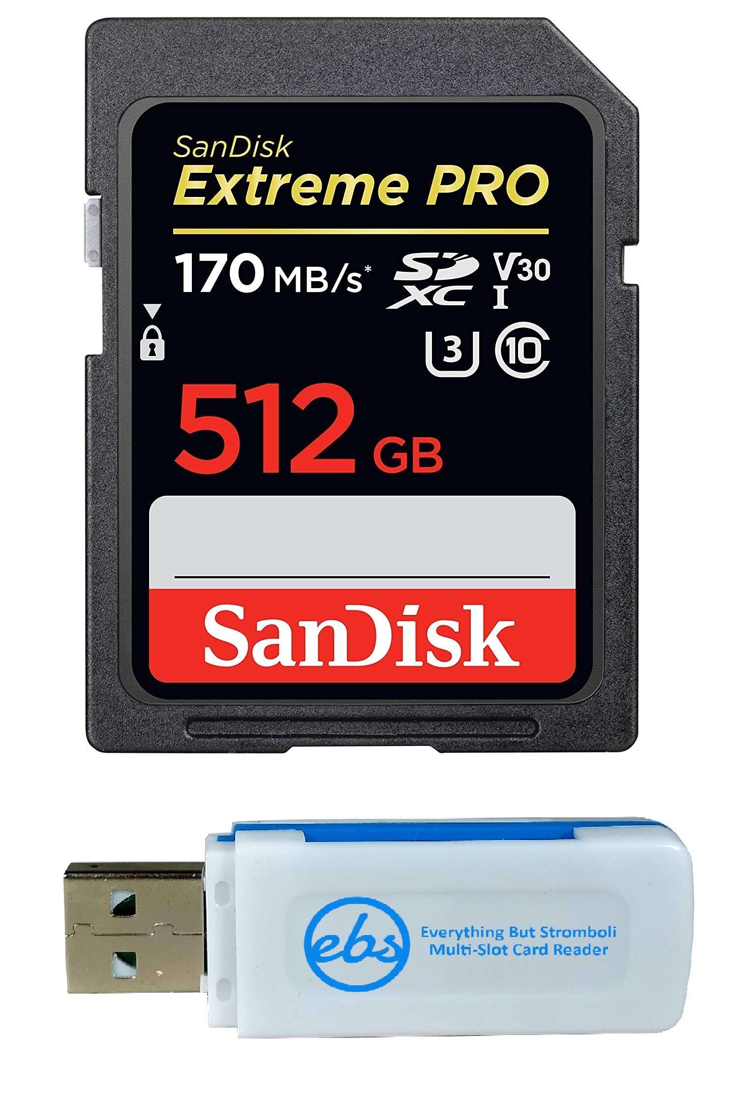 SanDisk 512GB Extreme Pro SD Memory Card SDXC UHS-I for Sony Alpha a7C, a6600, a6100, a6400 Cameras (SDSDXXY-512G-GN4IN) U3 UHD Video Class 10 Bundle with Multi Slot Card Reader 1