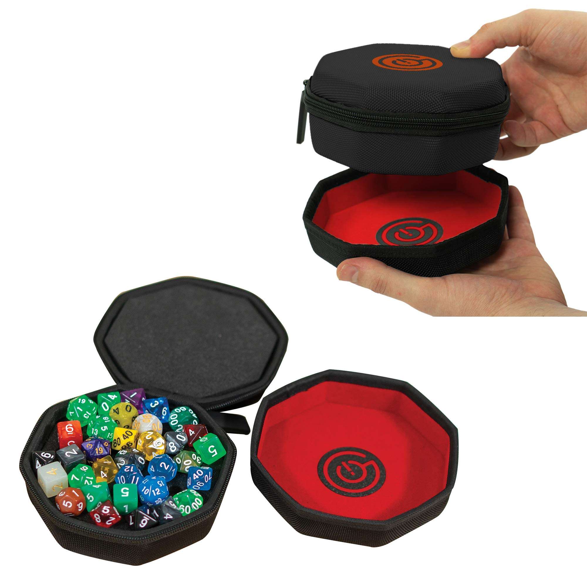 GEEKON Protective Dice Case with Foam Padding and Nesting Felt Dice Tray for Board Games and RPGs - Holds up to 75 dice! (Black) 1