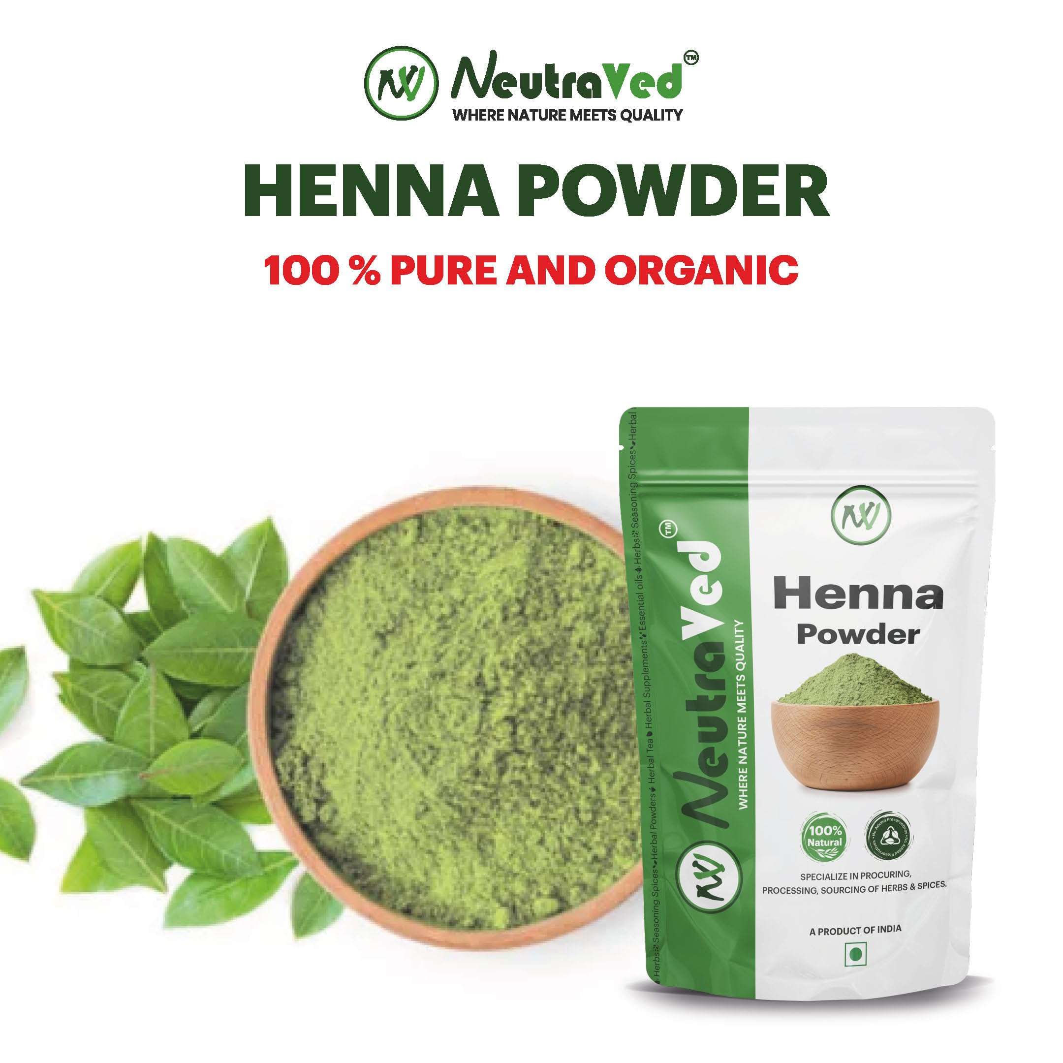 NeutraVed Natural Henna Powder for Hair (250g) | Henna Powder Organic for Hair | Mehendi for Hair | Herbal Hair Colour Without Chemicals 250g 6