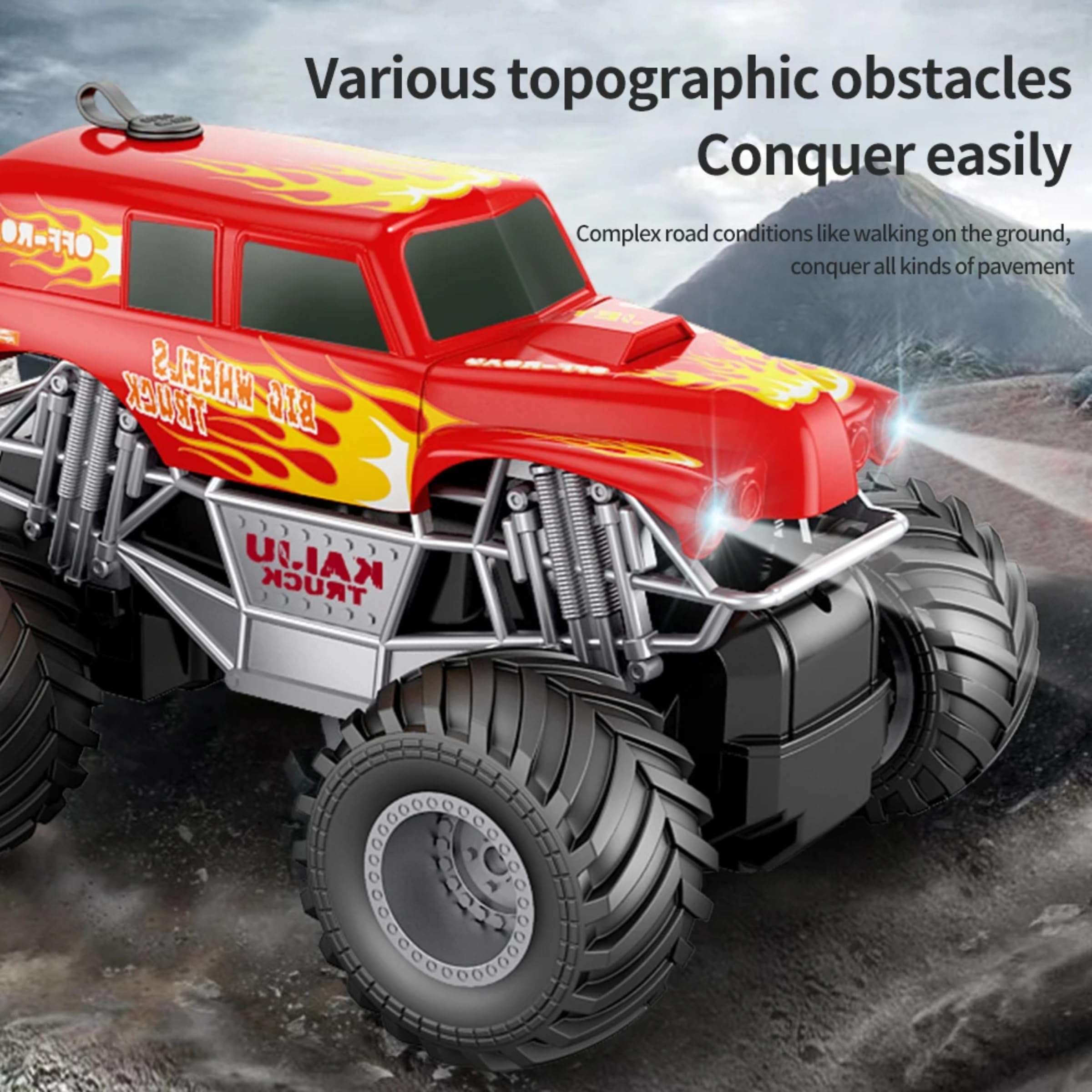 VRION® Toy Mad Racing Car Rock Crawler for Boys 4+ Years Rechargeable RC Car for Boys IExtreme Power Monster Truck Remote Control Car for Off-Road Adventures Pack of 1 (Yellow) 5