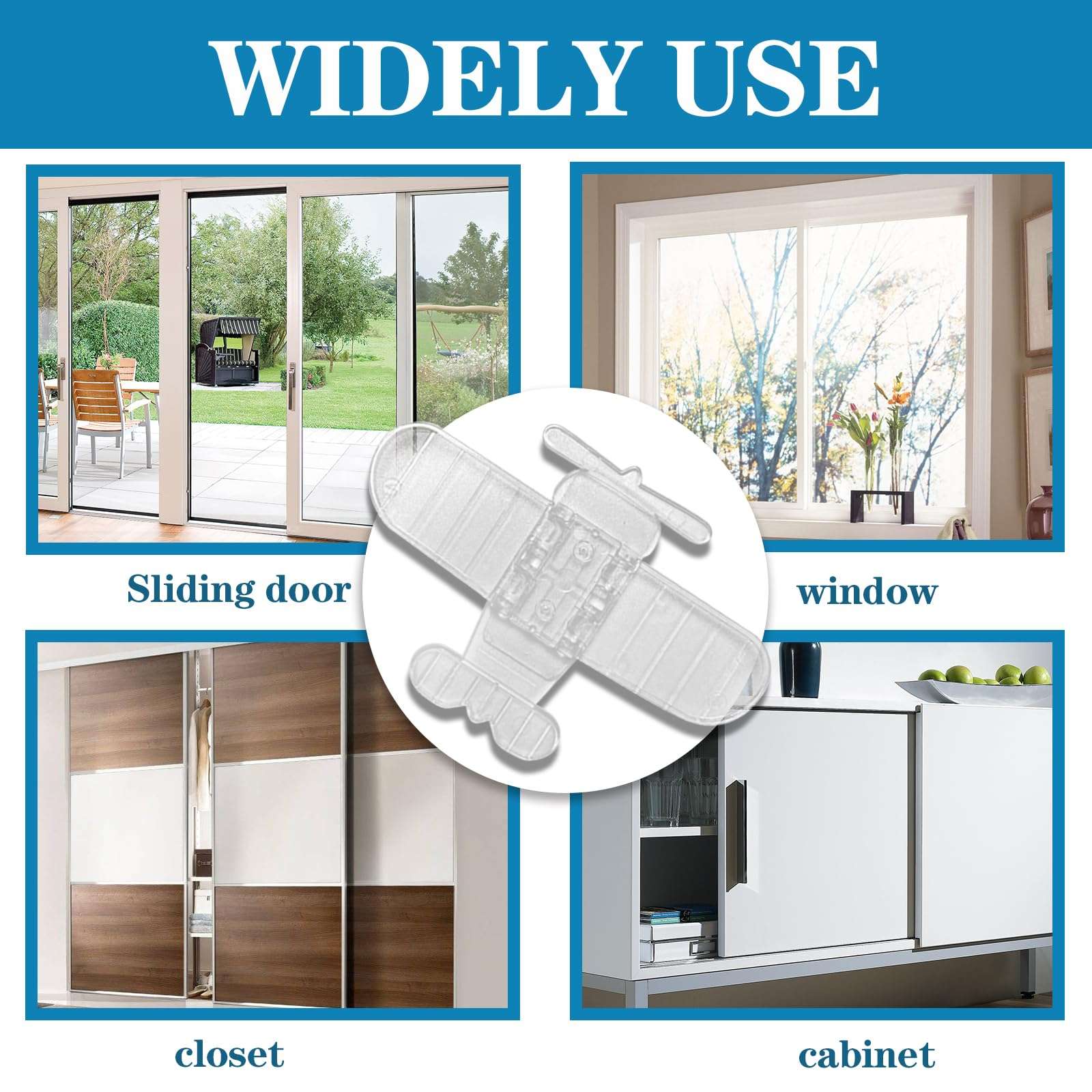 4PCS Sliding Door Lock for Limiting Opening Space, No Drill Sliding Glass Door Stopper, Patio Door Locks for a Sliding Glass Door, Sliding Door Security Lock, Sliding Window Lock for Child Proof 4