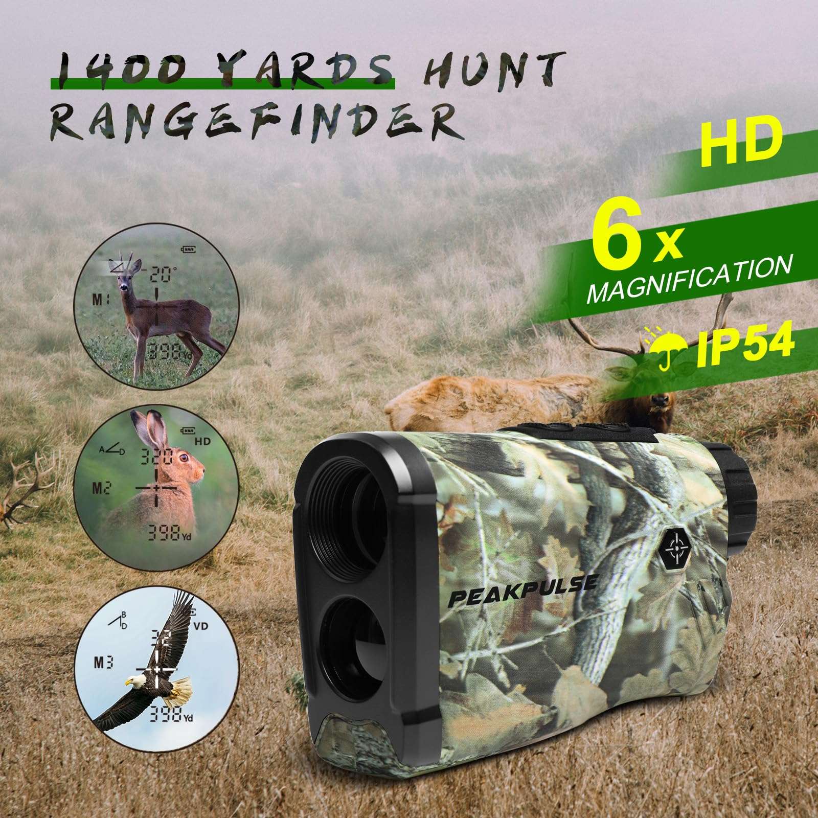 Hunting Rangefinder 1400Yds Distance Scope Laser Range Finder Tracker for Hunter Men Women 6X Zoom 3 Modes Angle Horizontal Vertical Measurement 4