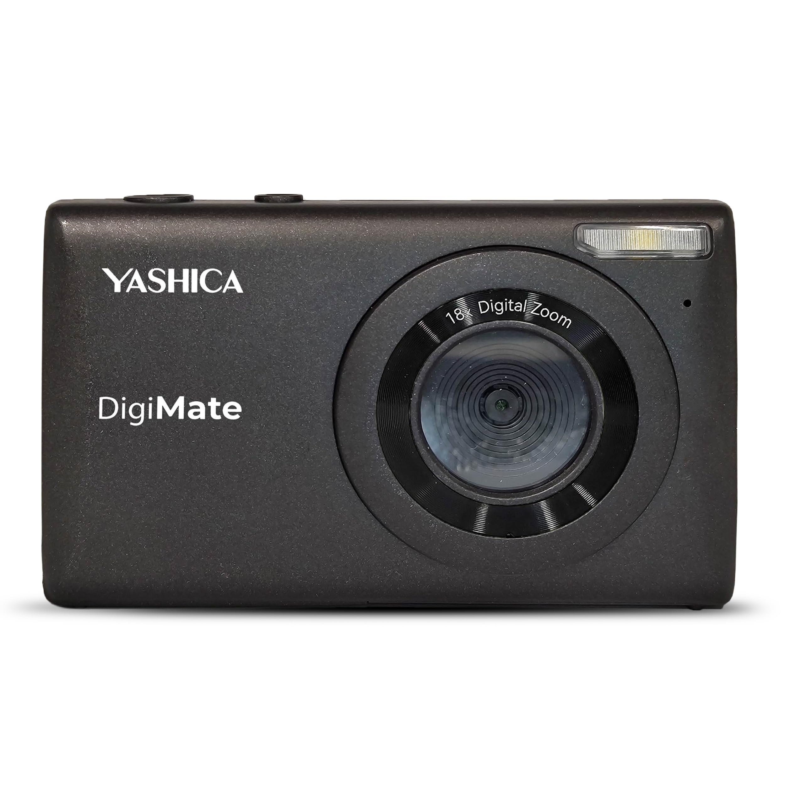 Yashica DigiMate Digital Camera, 4K Camera for Photography, Digital Point and Shoot Camera with 18X Zoom, Supports Micro SD Cards, Mini Digital Camera for Teen Girls and Boys – Black