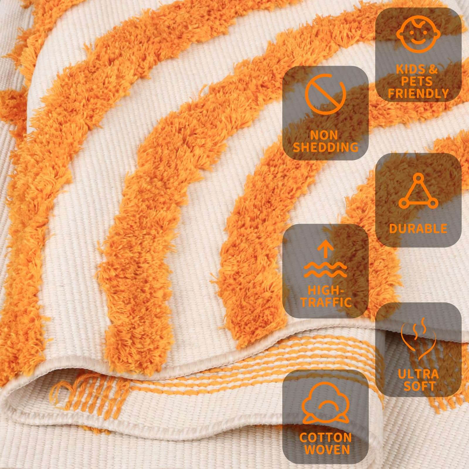 AKASISRUG Boho Rug 3'x5' Sun and Moon Tufted Area Rug, Large Washable Rugs Nursery Rug, Living Room Rug Cotton Woven Beige Area Rugs for Bedroom Dorm Kids Room Office (3'x5') 5