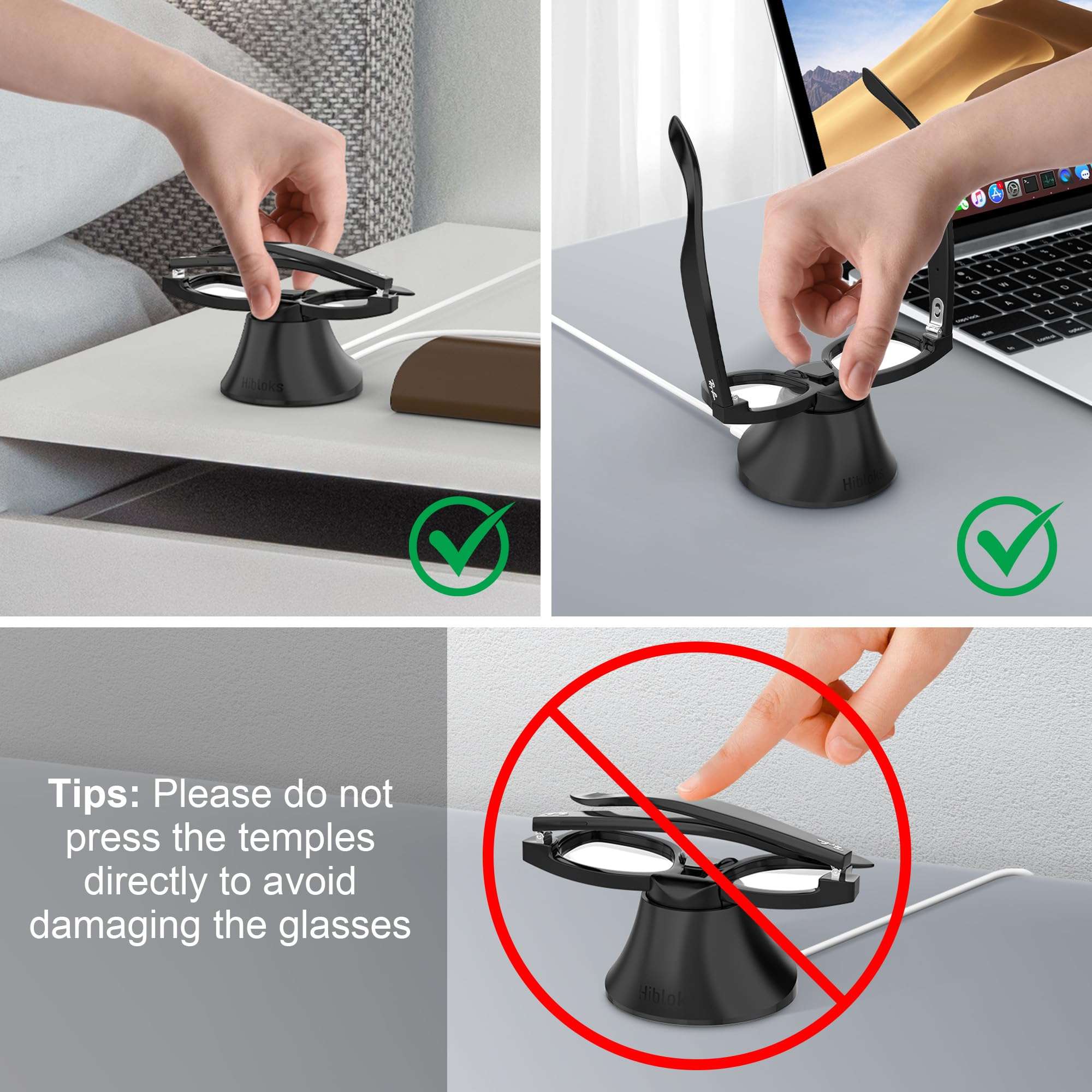 HiBloks Magnetic Charging Station for Ray-Ban Meta Wayfarer Smart Glasses (RW4006/RW4008), Fast Charging Dock with LED Indicator, Compatible with Glasses Case 6