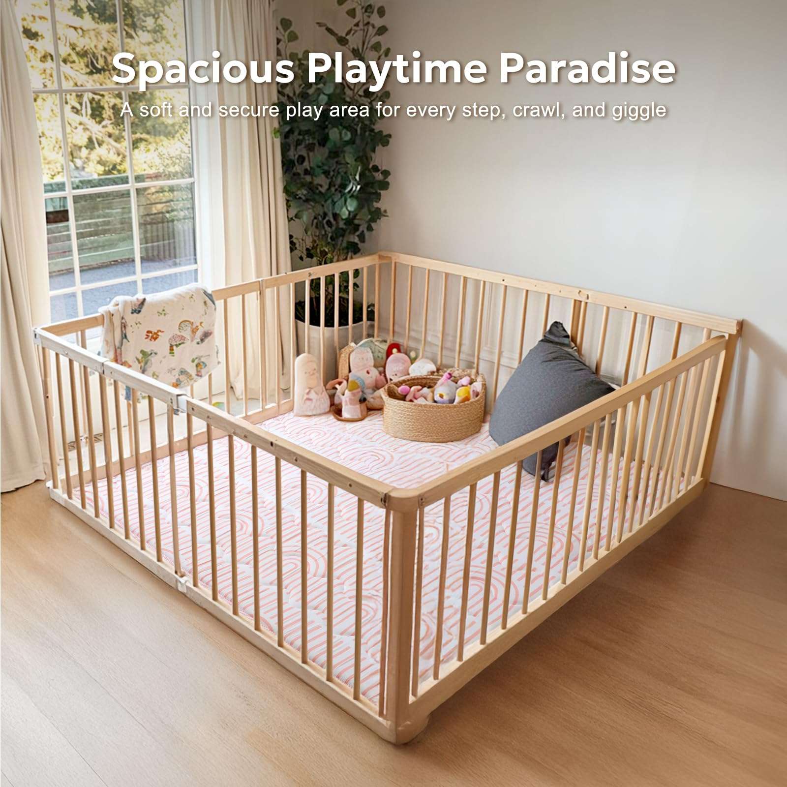 Mallify Baby Play Mat 50"x50", Non-Slip Baby Mat for Floor, Soft Thicker Playpen Mat, Portable Playmat, Crawling Mat for Infants, Babies, Toddlers, Activity Mat, Pink 3