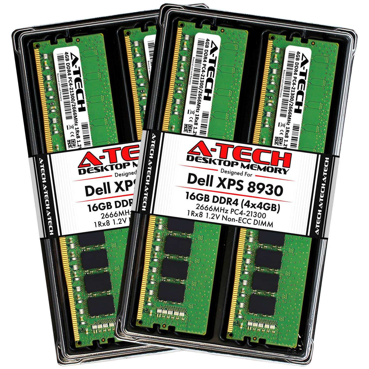 A-Tech 16GB RAM Kit for Dell XPS 8930 Tower - (4 x 4GB) DDR4 2666MHz PC4-21300 Non-ECC DIMM Desktop Memory Upgrade 1