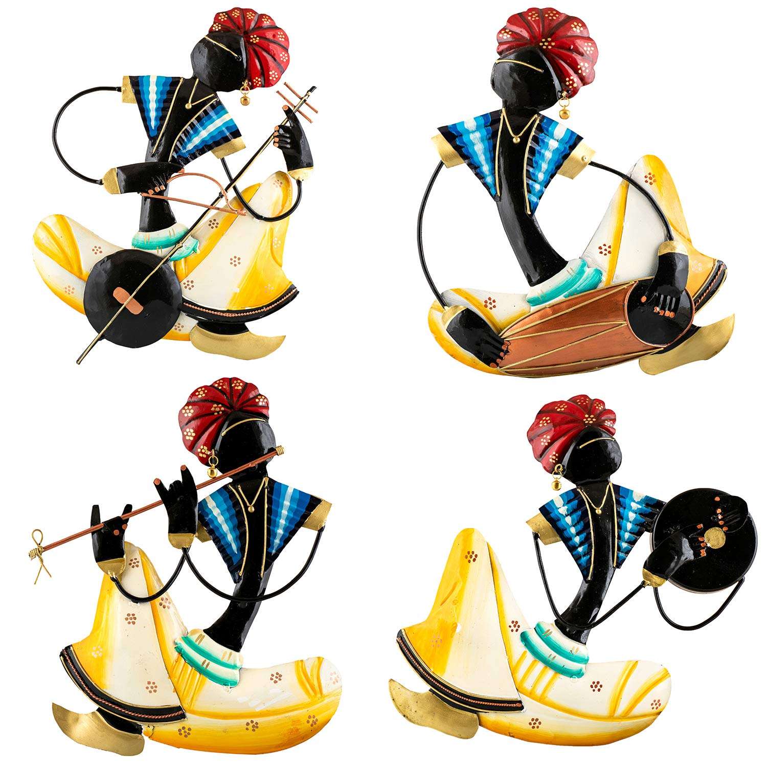 Karigaari Multicolor Set of 4 Rajasthani Men Wall Hanging 1