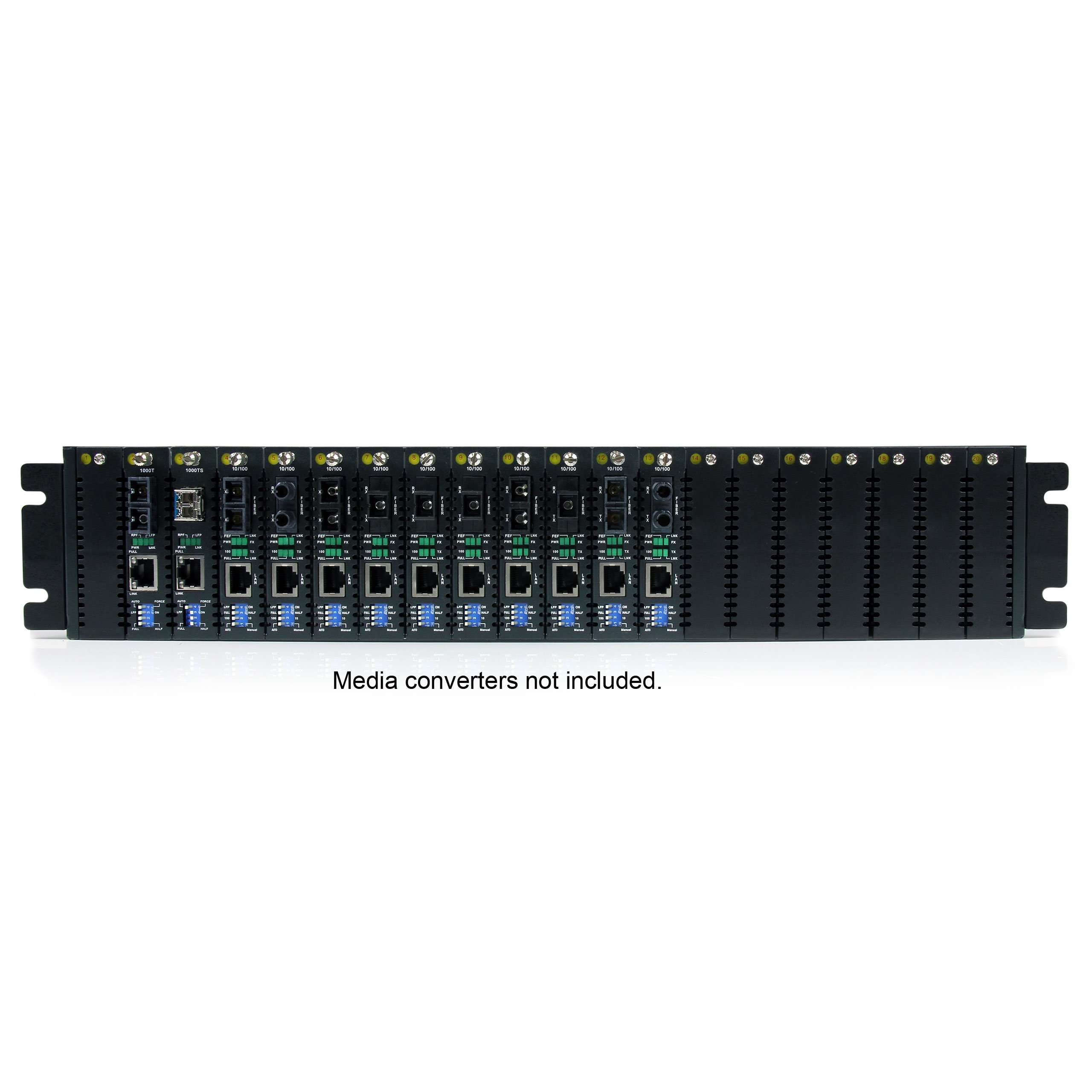 StarTech.com 20-Slot 2U Rack Mount Media Converter Chassis for ET Series 2 Fiber Media Converters (ETCHS2U),Black 3