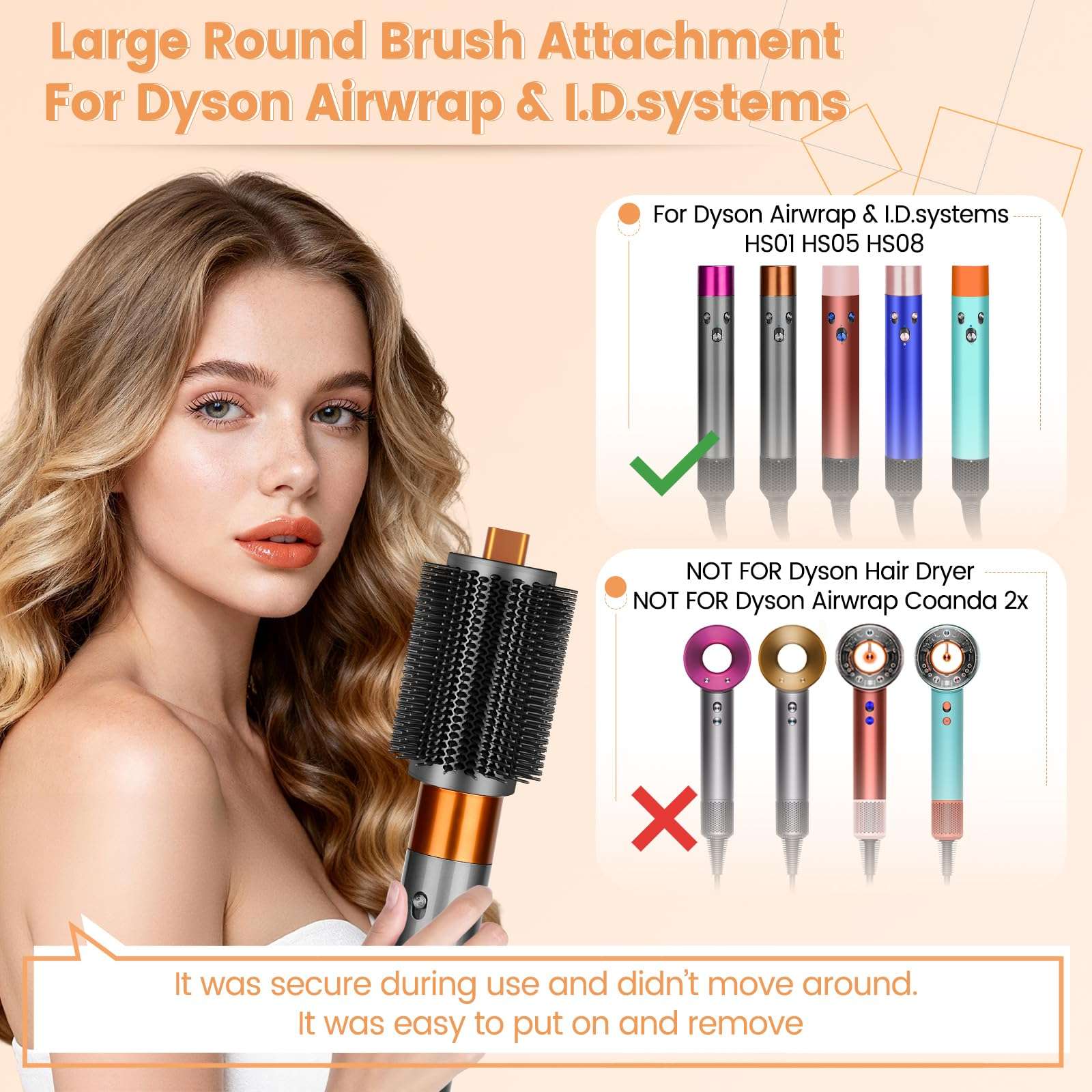 YTCHYYSK Upgraded Large Round Volumizing Brush Attachment and Large 6 Inch Diffuser Attachment for Dyson Airwrap HS01 HS05 HS08 Accessories 5