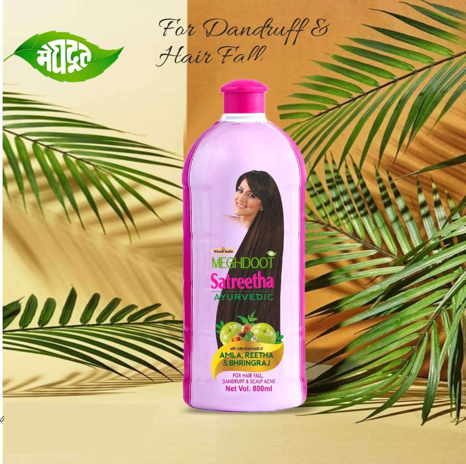 Meghdoot Ayurvedic Satreetha Shampoo Enriched With Natural Extracts of Amla, Reetha & Bhringraj For Hair Fall Control & Scalp Acne, Healthy & Strong Hair, Men & Women 800ml (Pack of 1) 5