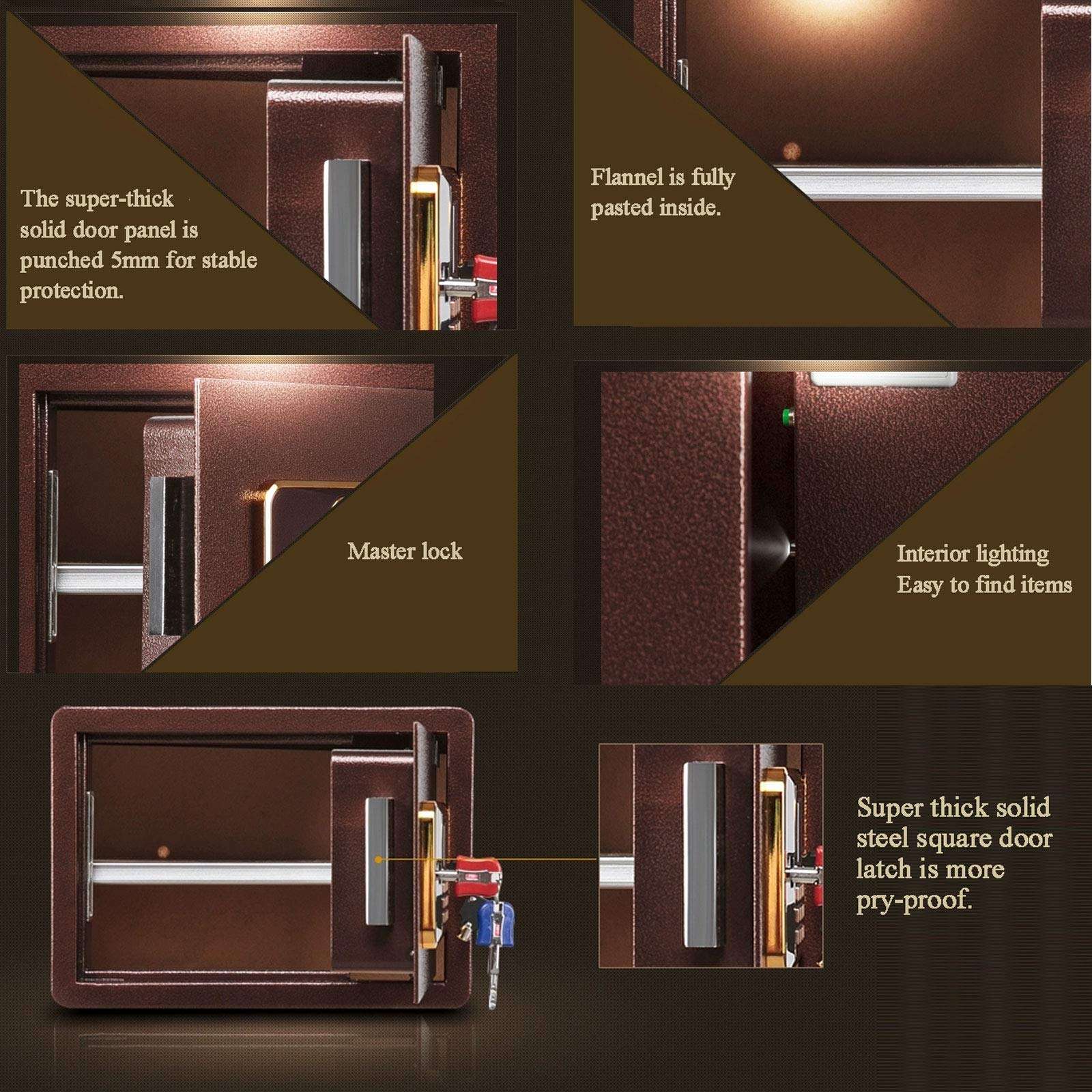 Steel Security Deposit Boxes, Digital Electronic Security Safe Box Home Office Security Safe-Fire Retardant, Built-in Alarm 2