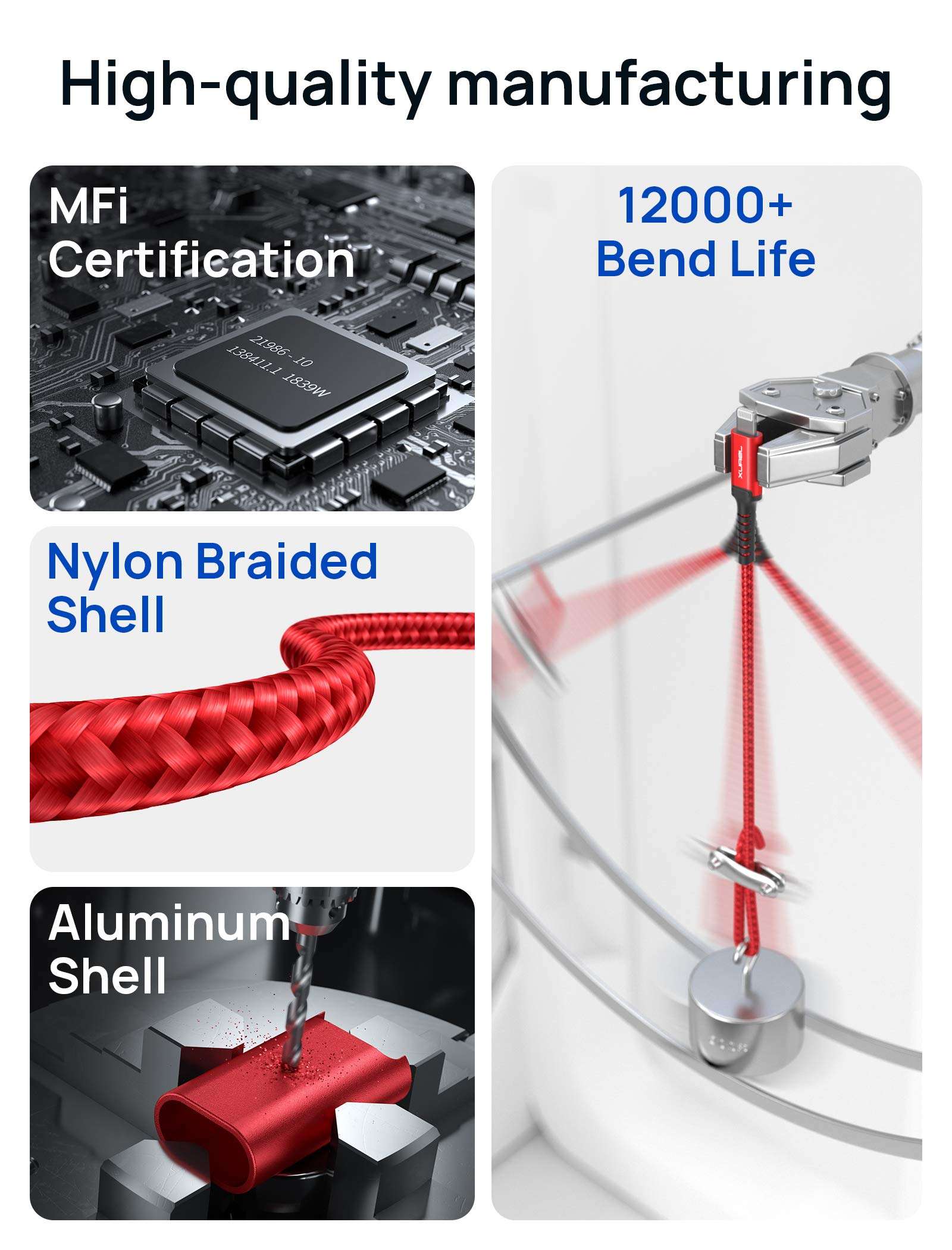 JSAUX Lightning to 3.5mm Female Headphone Jack Adapter, [Apple MFi Certified] Lightning to Audio Jack Converter Compatible with iPhone 14/14Pro/13/12 Mini/12 Pro/11/11 Pro/11 Pro Max/SE/X XR XS - Red 4