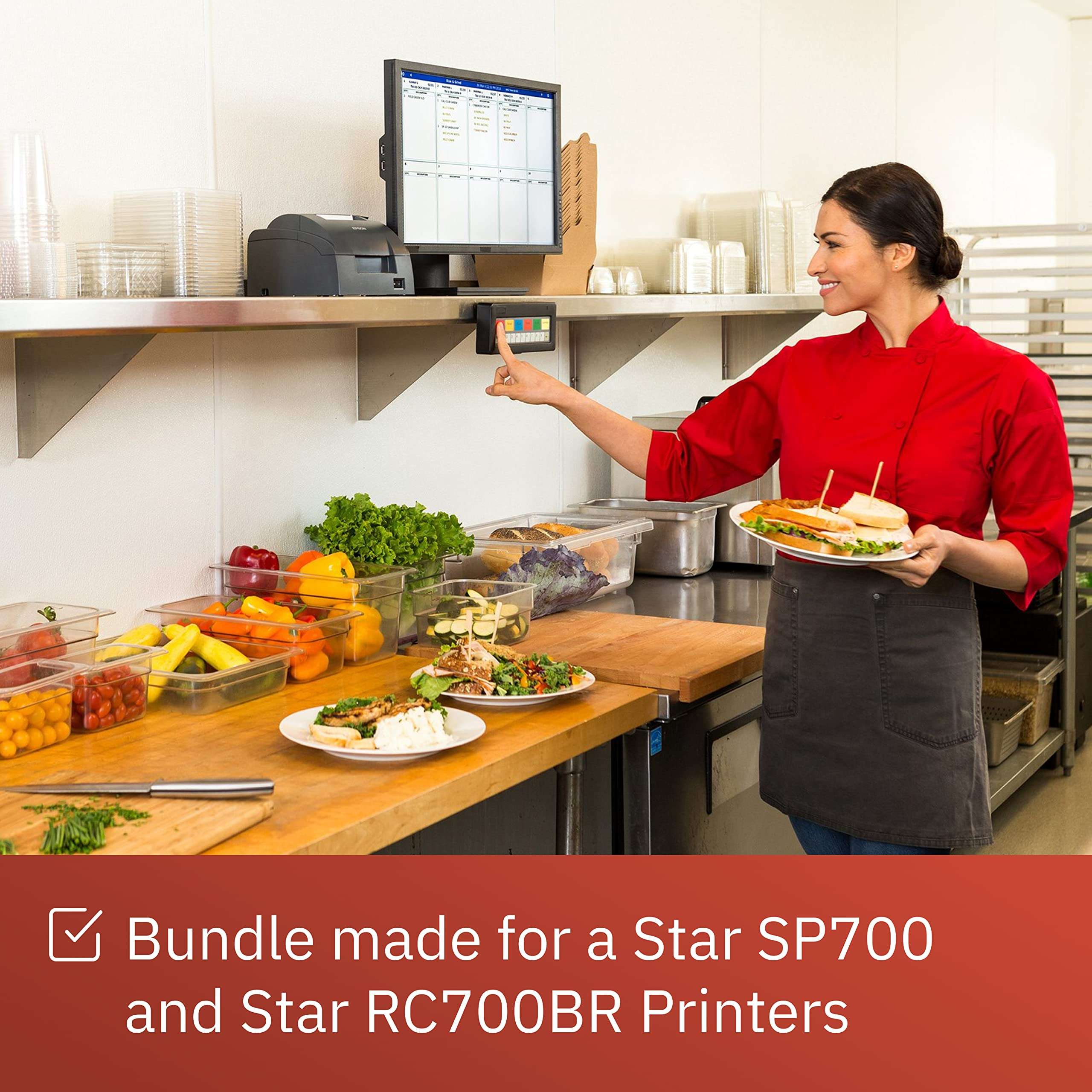 20 Roll Case of 3" x 165' Clover White Bond Receipt Roll Paper for Star SP700 Printer and 1 Star RC700BR Black/Red Printer Ink Ribbon 4