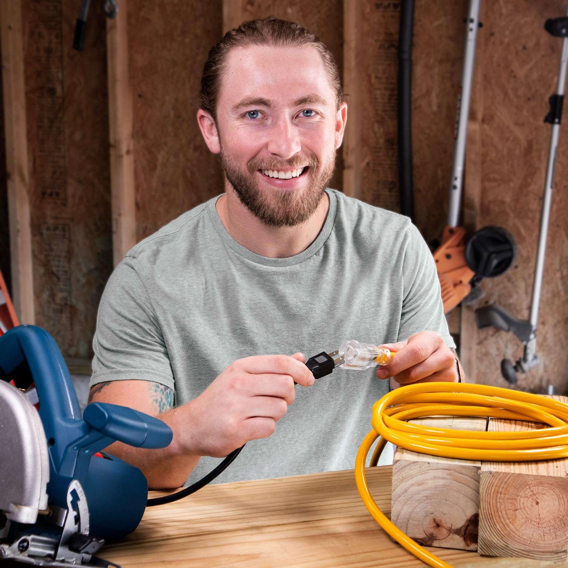 50 ft - 12 Gauge Heavy Duty Extension Cord - Lighted SJTW - Indoor/Outdoor Extension Cord by Watt's Wire - 50' 12-Gauge Grounded 15 Amp Extension Cord 4