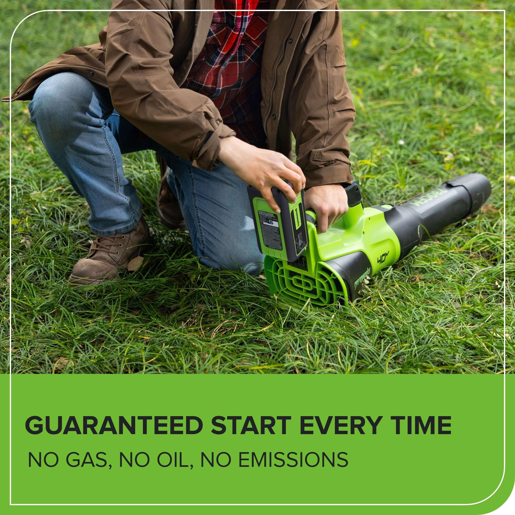 [Bonus Battery] Greenworks 40V (730 CFM / 190 MPH) Cordless Brushless Leaf Blower, 5.0Ah + Bonus 4.0Ah Battery and 5A Rapid Charger 3