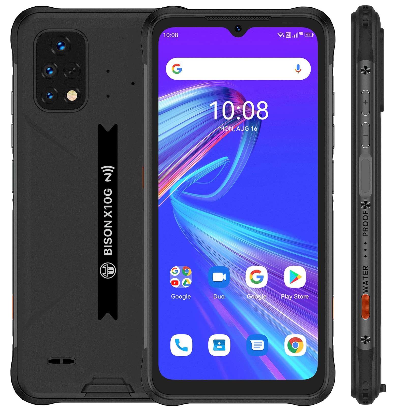 UMIDIGI Bison X10G Rugged Smartphone, NFC, T-Mobile, 4+64G, Rugged Cell Phone Unlocked, IP68/IP69K Waterproof, Android 11, 6.53" FHD Screen, 5150mAh Battery, 4G Dual SIM