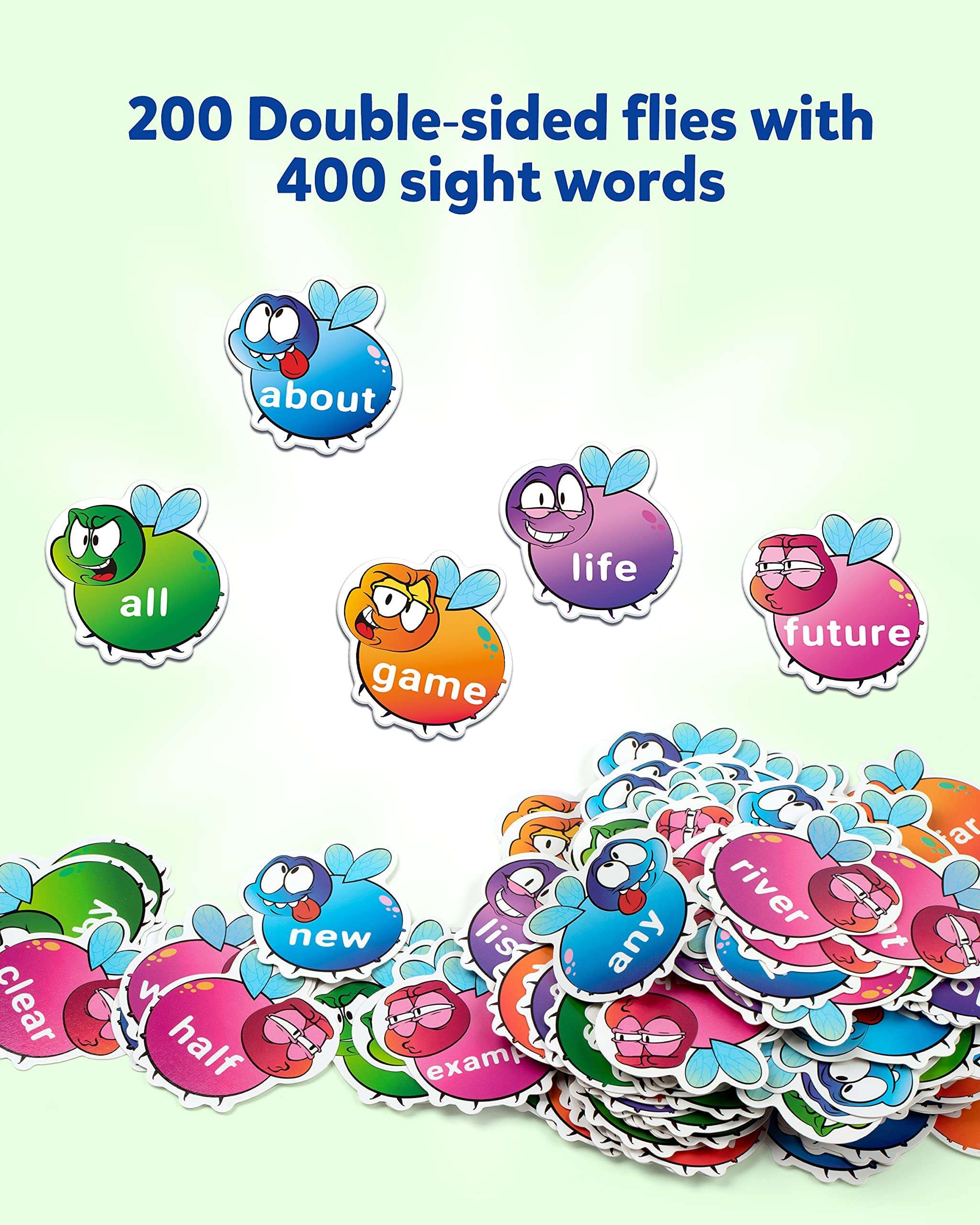 Coogam Sight Words Game with 400 Fry Sight Words and 4 Fly Swatters Set, Dolch Word List Phonics, Literacy Learning Reading Flash Cards Toy Games for Kindergarten,Home School Kids 3 4 5 Year Old 4