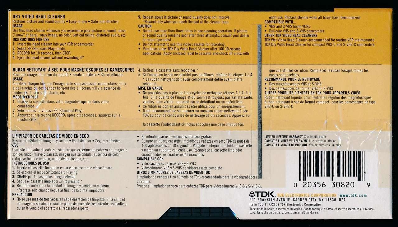 TDK VHS "Dry" Head Cleaner (Discontinued by Manufacturer) 4