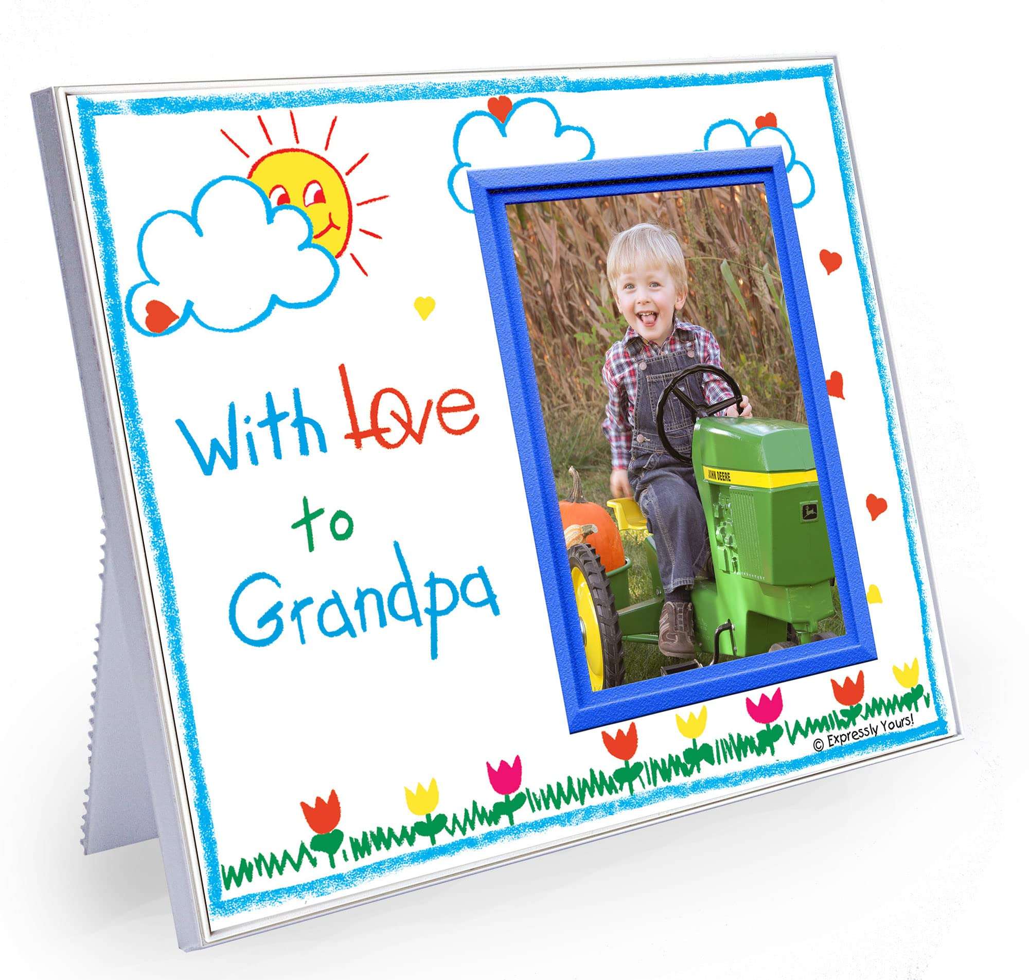 Picture Frame for Grandpa | "With Love to Grandpa" | Classic Crayola Cute Picture Frame | Measures 8.25 x 7 in | Holds a 3.5 x 5 inch Photo | Easy to Mail 1