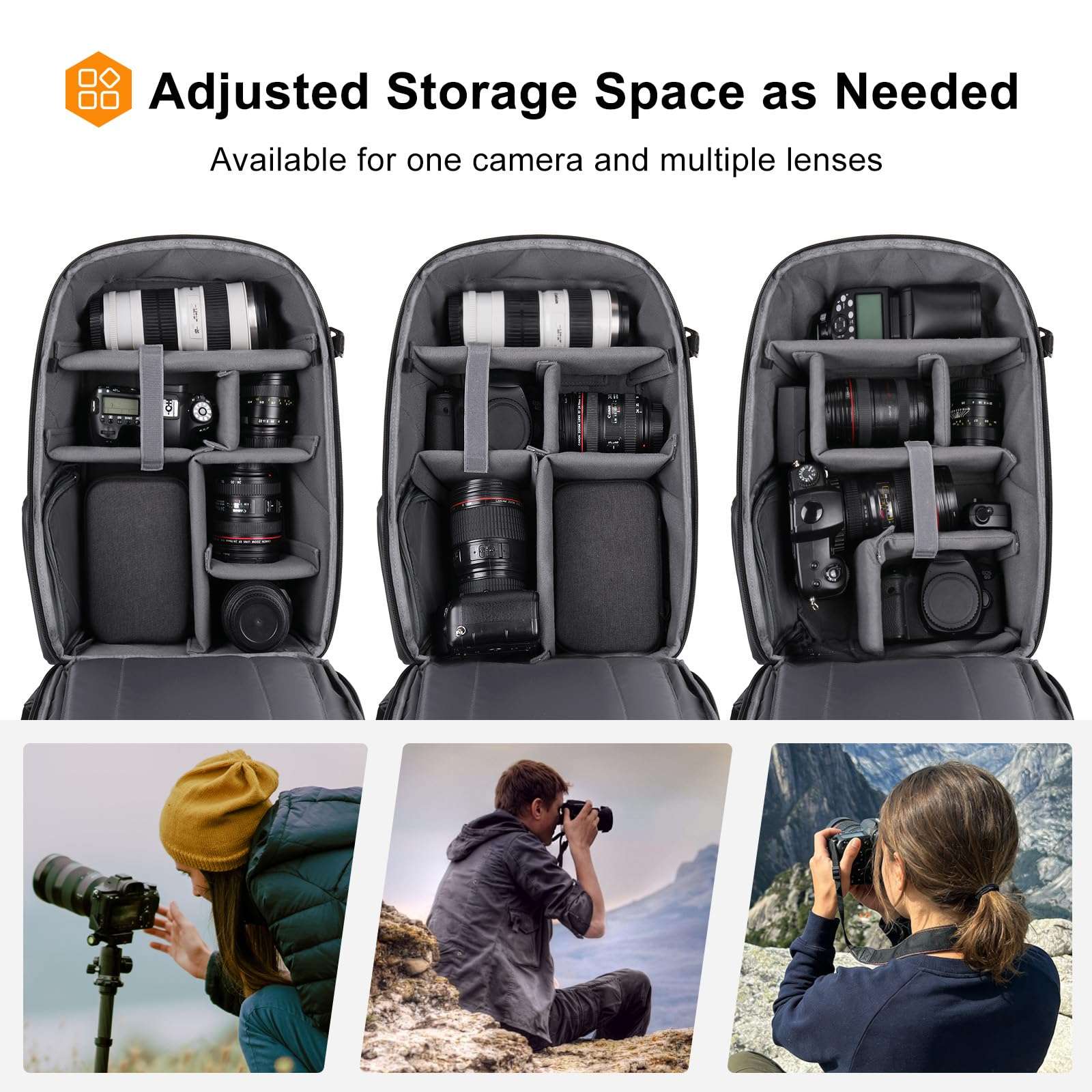 MOSISO Camera Backpack, DSLR/SLR/Mirrorless Full Back Access Photography Backpack, Waterproof Camera Bag with Tripod Holder&Laptop Compartment&Rain Cover Compatible with Canon/Nikon/Sony, Black 3