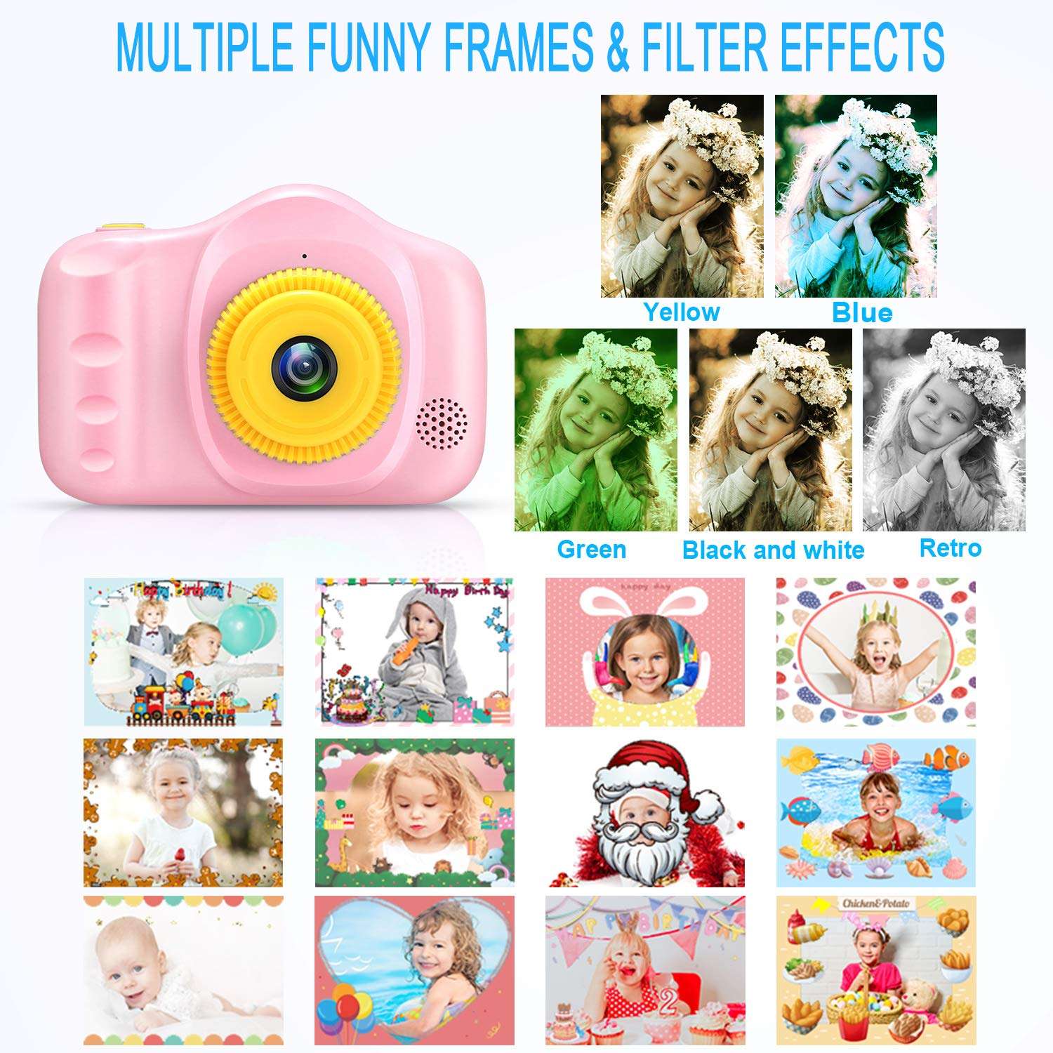 voltenick Upgrade Kids Selfie Camera Birthday for Girls Toys 3.5Inch 1080P HD Children Digital Camera for Age 3 4 5 6 7 8 9 10 Year Old Girls Toddler Video Camera with 32GB SD Card 5