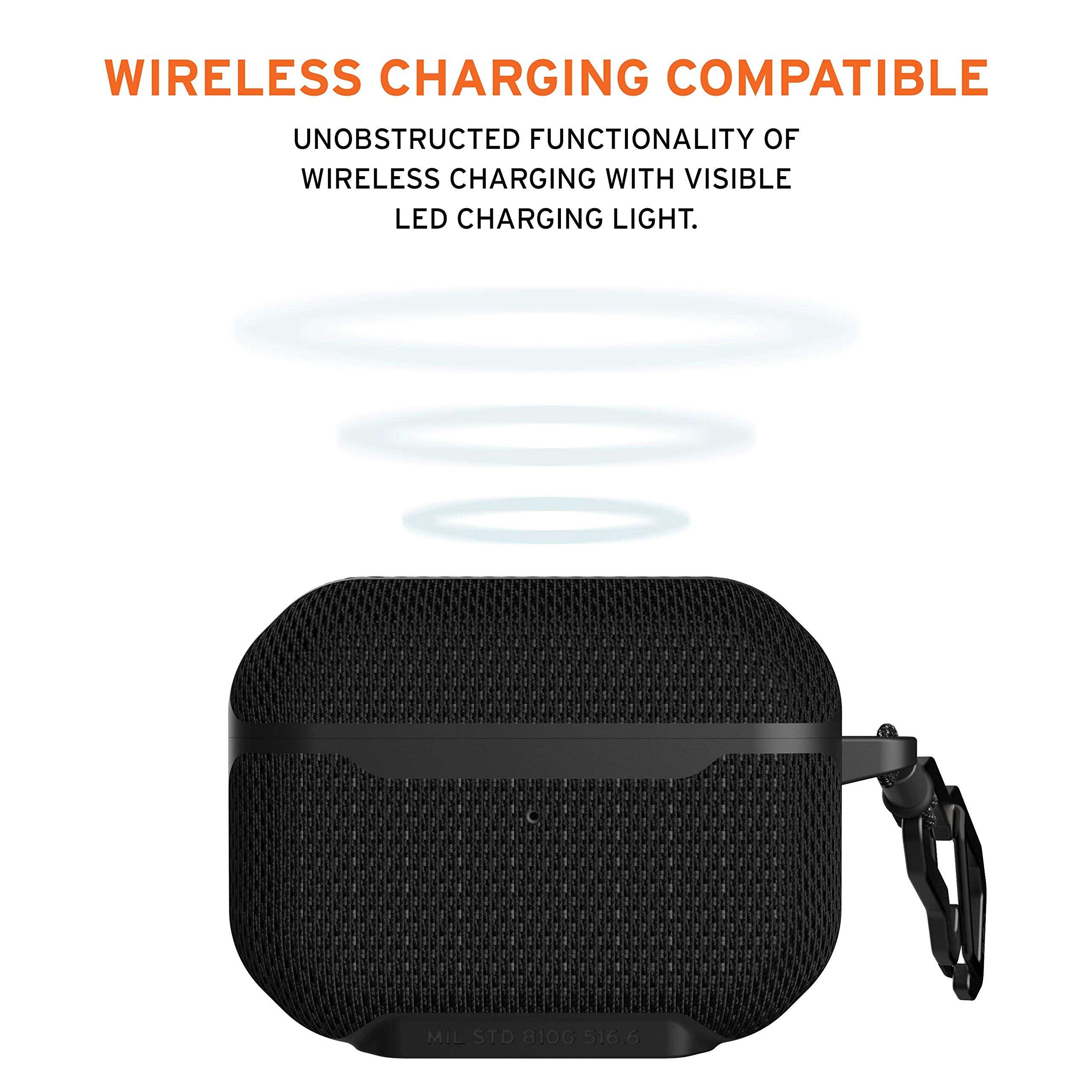 URBAN ARMOR GEAR UAG Compatible with AirPod Pro Case FIBR ARMR Metropolis Black Full Body Rugged Protective Abrasion Resistant with Carabiner 4