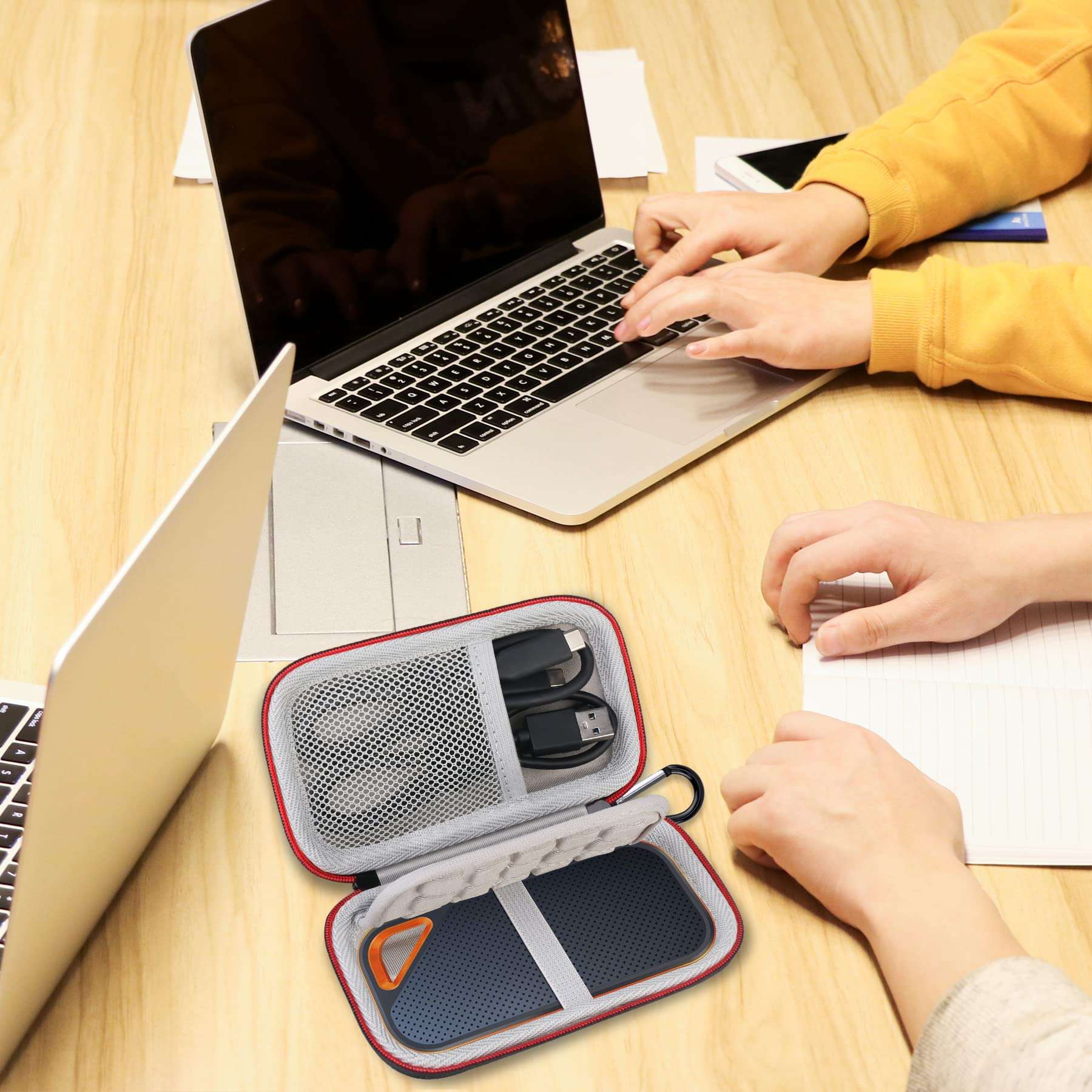 Lacdo Hard Carrying Case for SanDisk Extreme Pro/SanDisk Extreme Portable External SSD 500GB 1TB 2TB 4TB 8TB USB-C Solid State Drive EVA Shockproof Water Repellent Protective Storage Travel Bag, Black 6