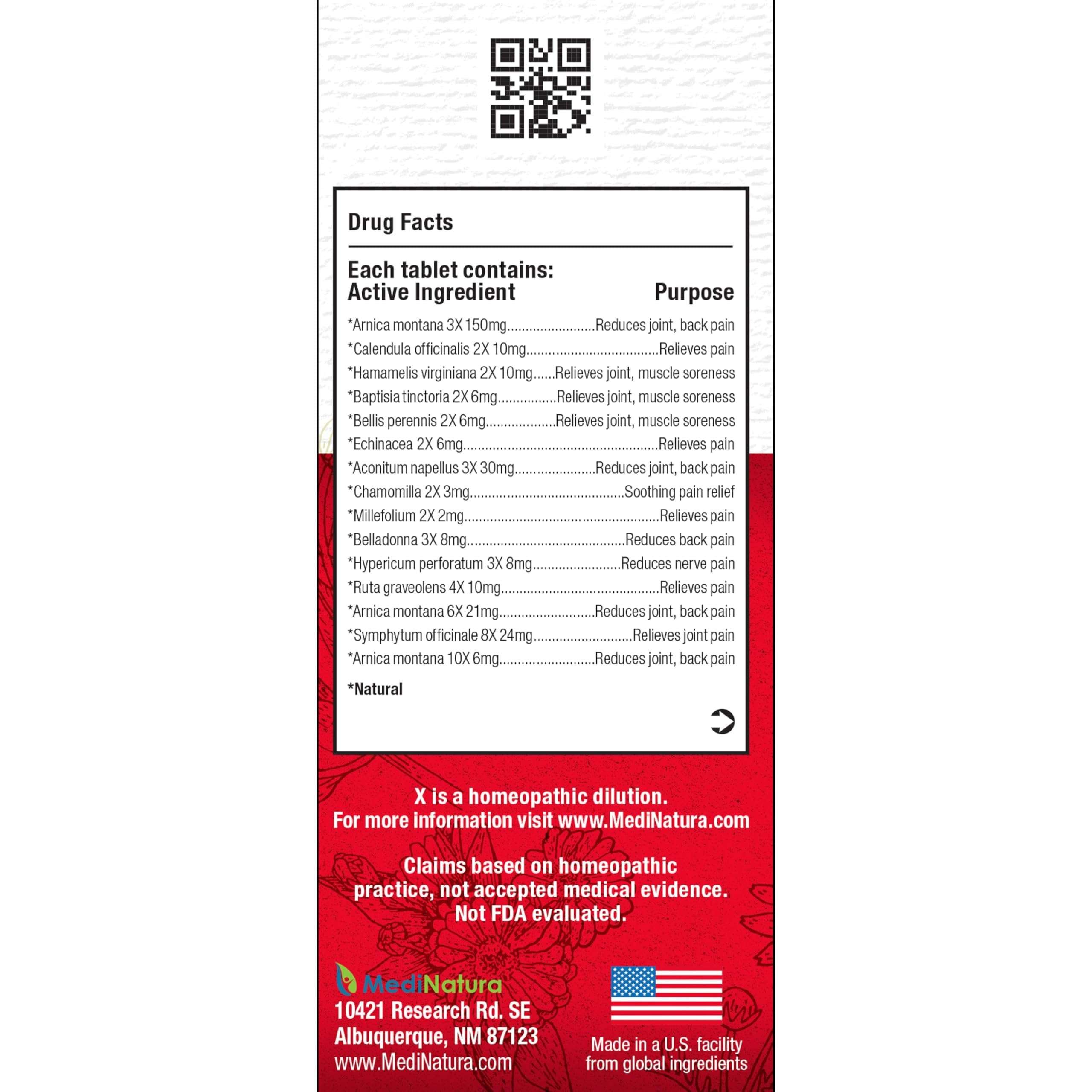 MediNatura T-Relief Pain - Arnica Medication for Naturally Soothing Body Aches - Supports Muscle, Joint & Back Relief - Chewable Tablets - Plant-Based Tablets - Non-Addictive - 100 Count - 2 Pack 3