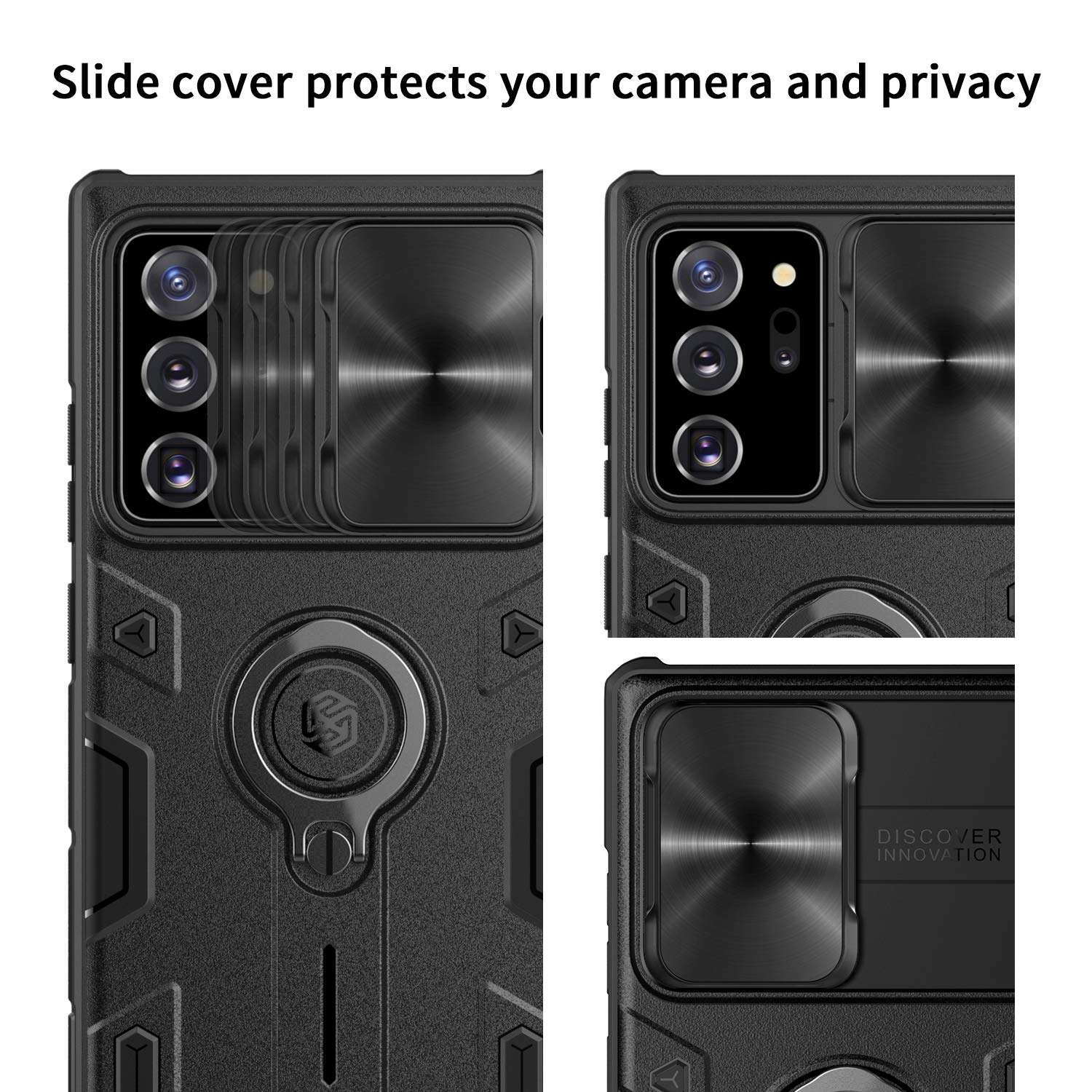 Nillkin Galaxy Note 20 Ultra Case - Military Grade Case with Stand Kickstand Ring and Slide Camera Cover, CamShield Armor Case for Sumsung Galaxy Note 20 Ultra 6.9 inch 2020, Black 4