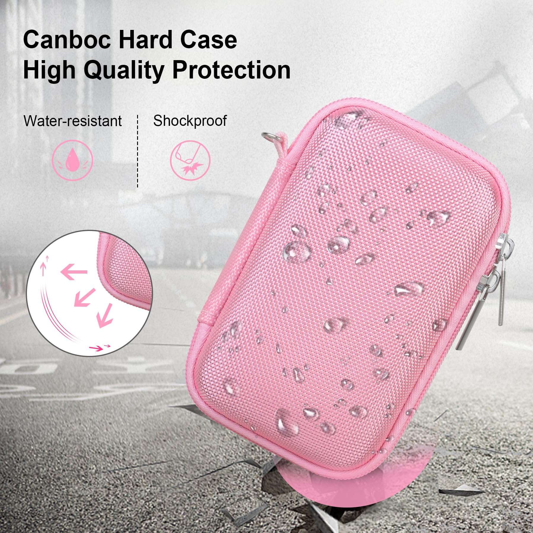 Canboc Carrying Case Compatible with JBL Go 4 Portable Bluetooth Speaker, Zipper Mesh Pocket fits USB Cable, Pink (Case Only) 4