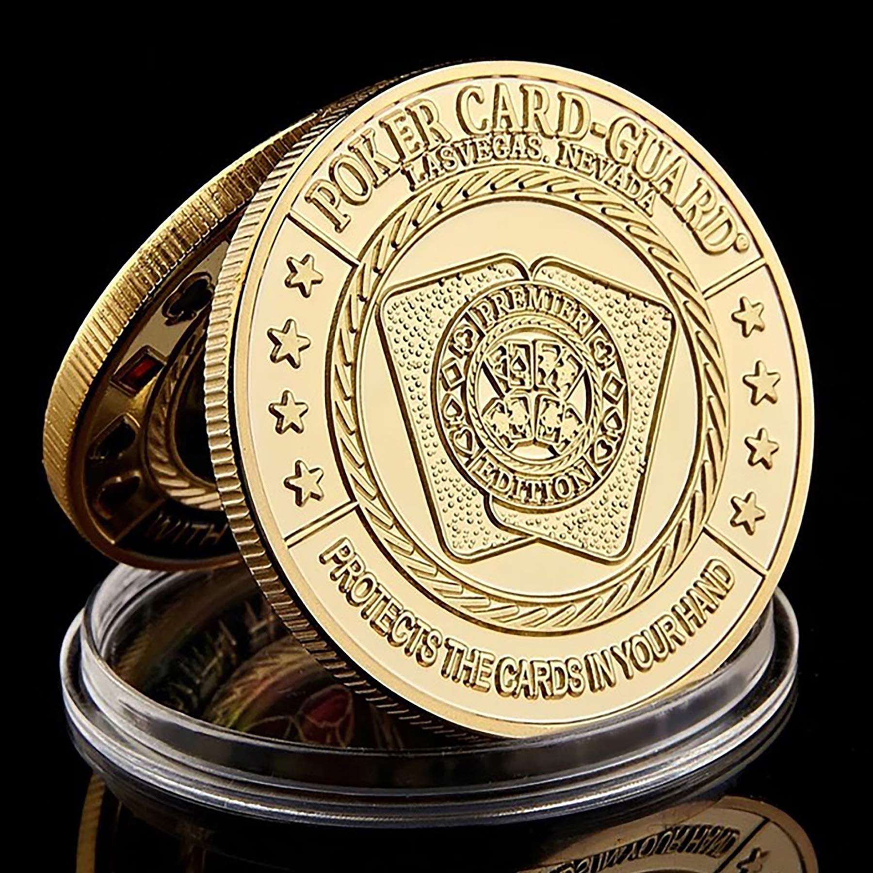 Strugglejewelry Poker Card-Guard Challenge Coin Table Games Protector Golden Coin Chip A Great Collecting Gifts for Husband, Father, Friends 2