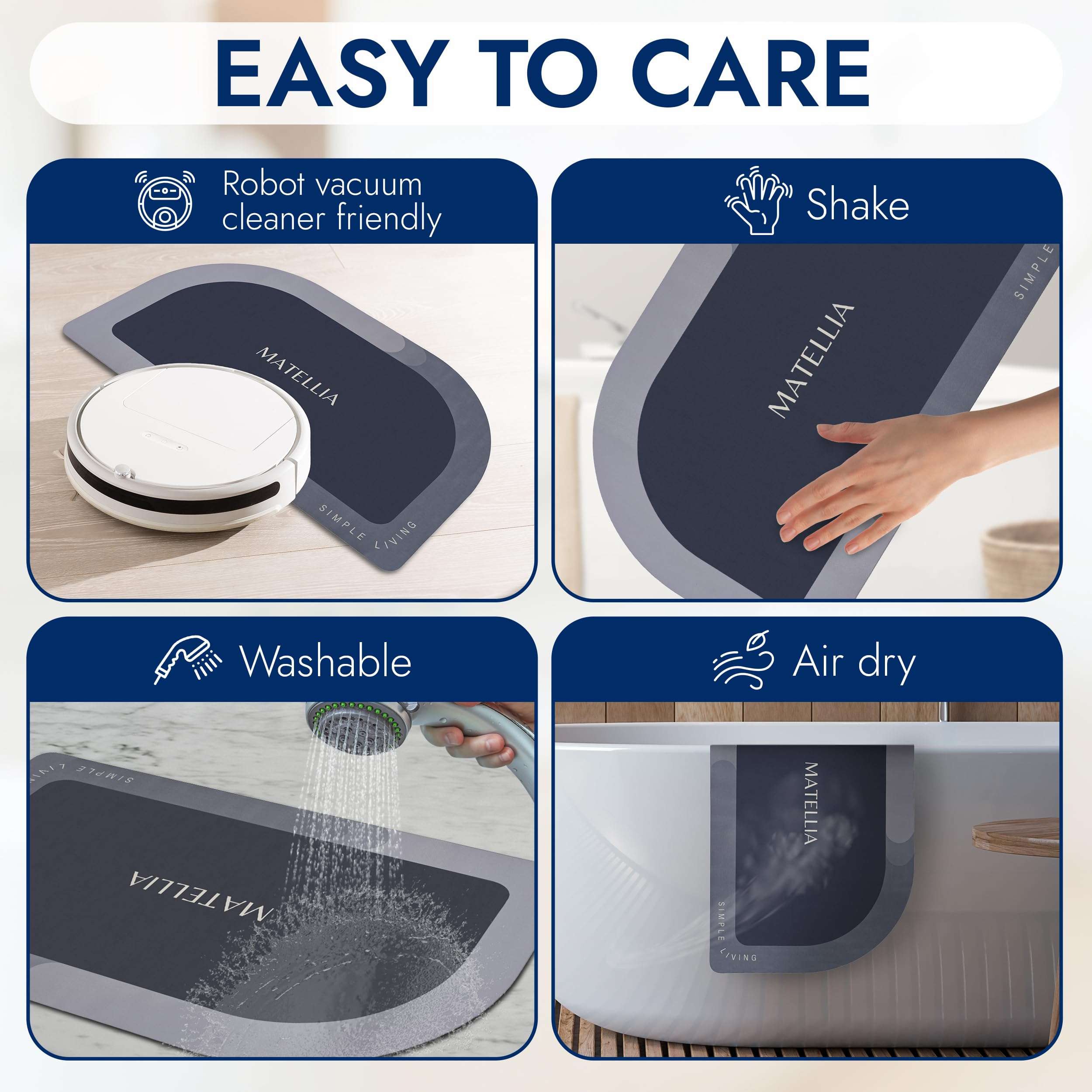 Matellia Super Absorbent Thin Bathroom Mat 18x30, Non Slip Quick Dry Rubber Backed Bath Rugs, Fit Under Door Floor Mats, Sink Mat, Dirt Resistant Easy Care Dark Gray 6