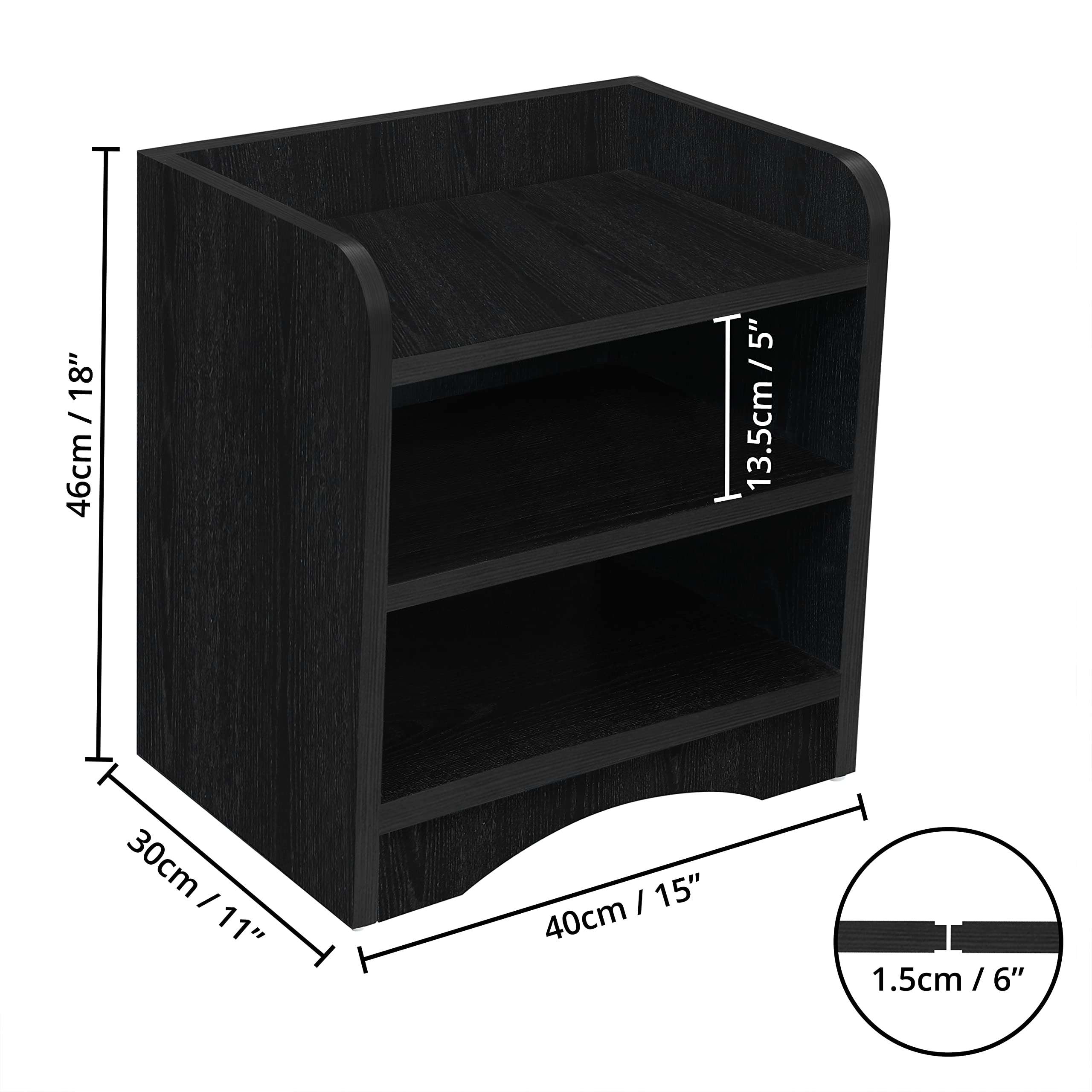 ABOUT SPACE Wooden Side Table - Night Stand & End Table Organiser - 2 Tier Shelf Space Saver Storage Organizer - Bedside Furniture for Bedroom,Living Room,Hallway(L 40 x B 30 x H 46 cm,Lemon Oak) 3